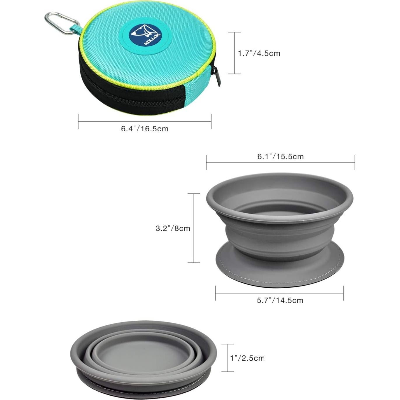 Tazón Plegable para Mascotas KALLAK 2 en 1 750mL Doble