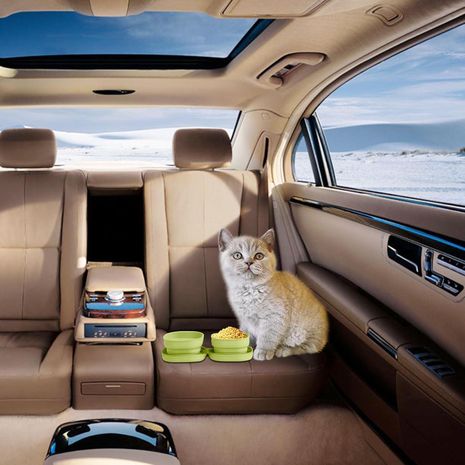 Cuencos Dobles Plegables Petseek para Gatos y Perros - Silicona