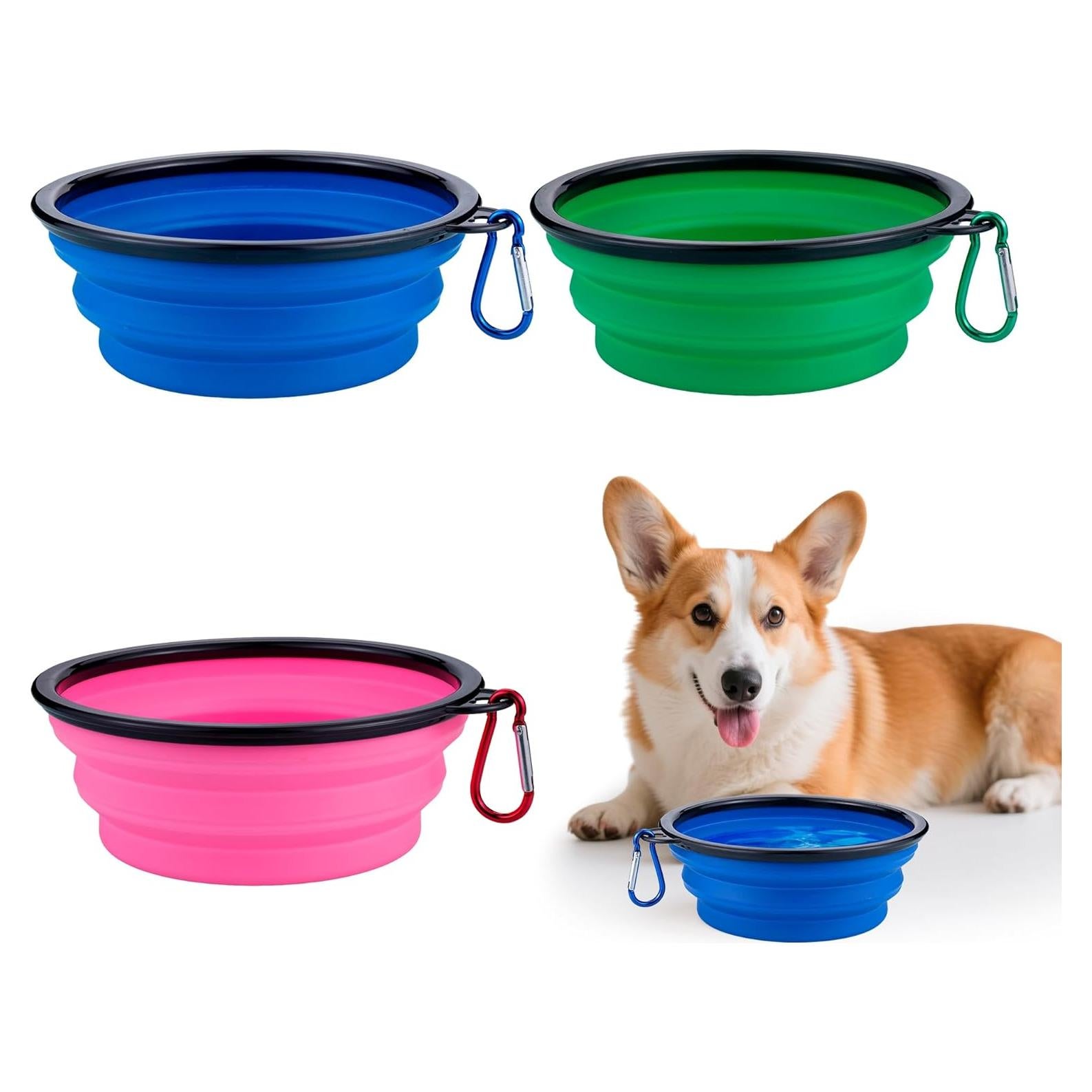 Paquete de 3 Cuencos Plegables para Perros HUVOQ 22oz