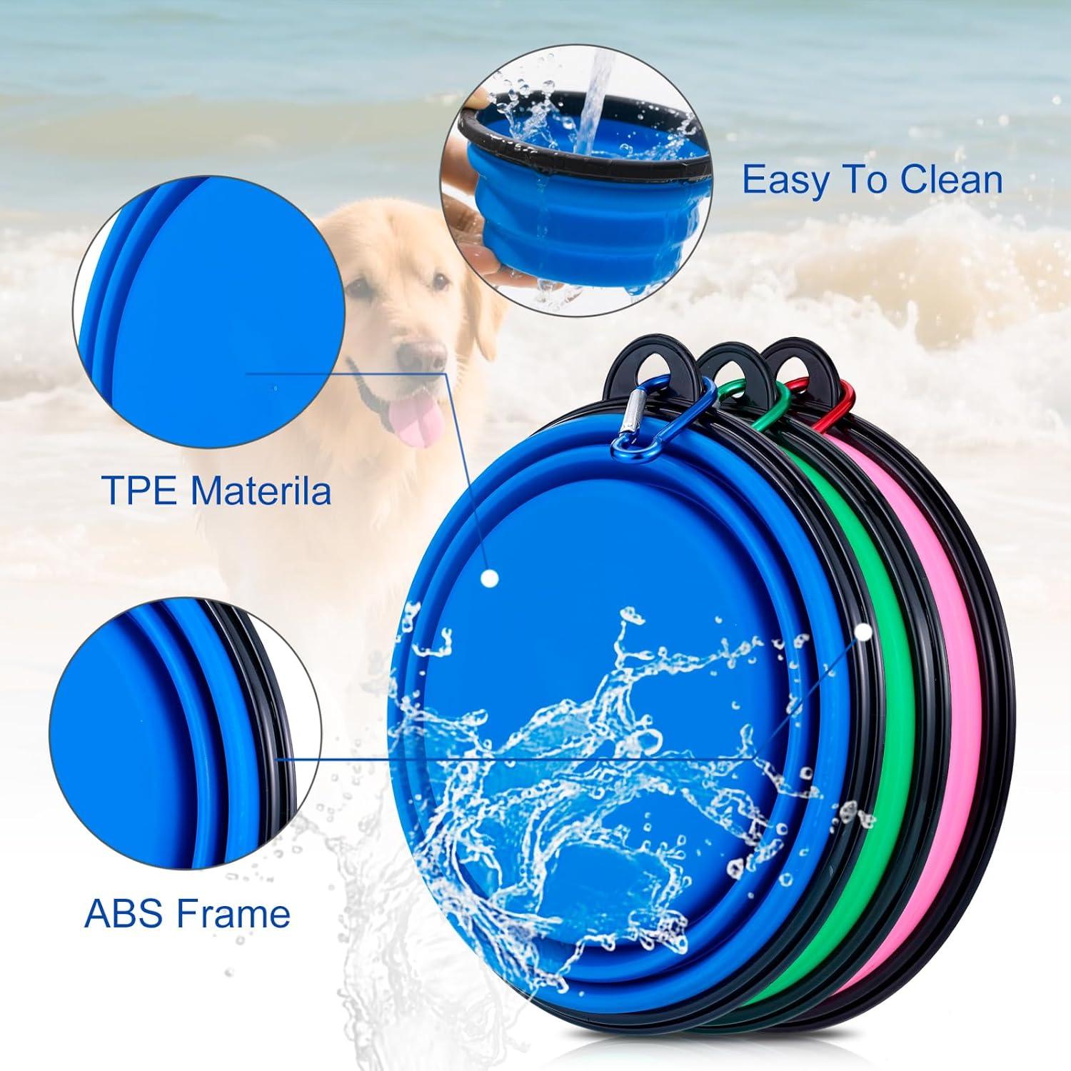 Paquete de 3 Cuencos Plegables para Perros HUVOQ 22oz