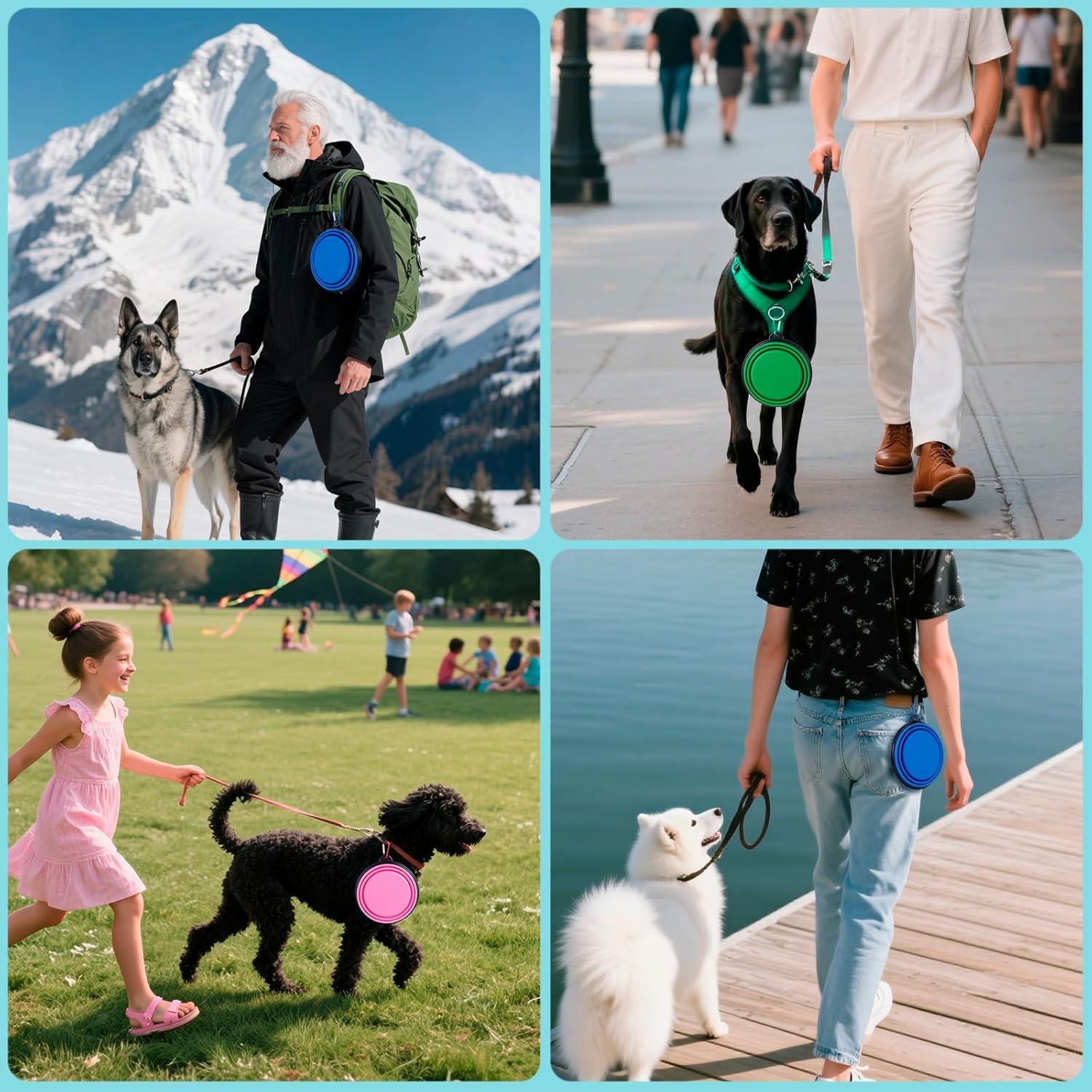 Paquete de 3 Cuencos Plegables para Perros HUVOQ 22oz