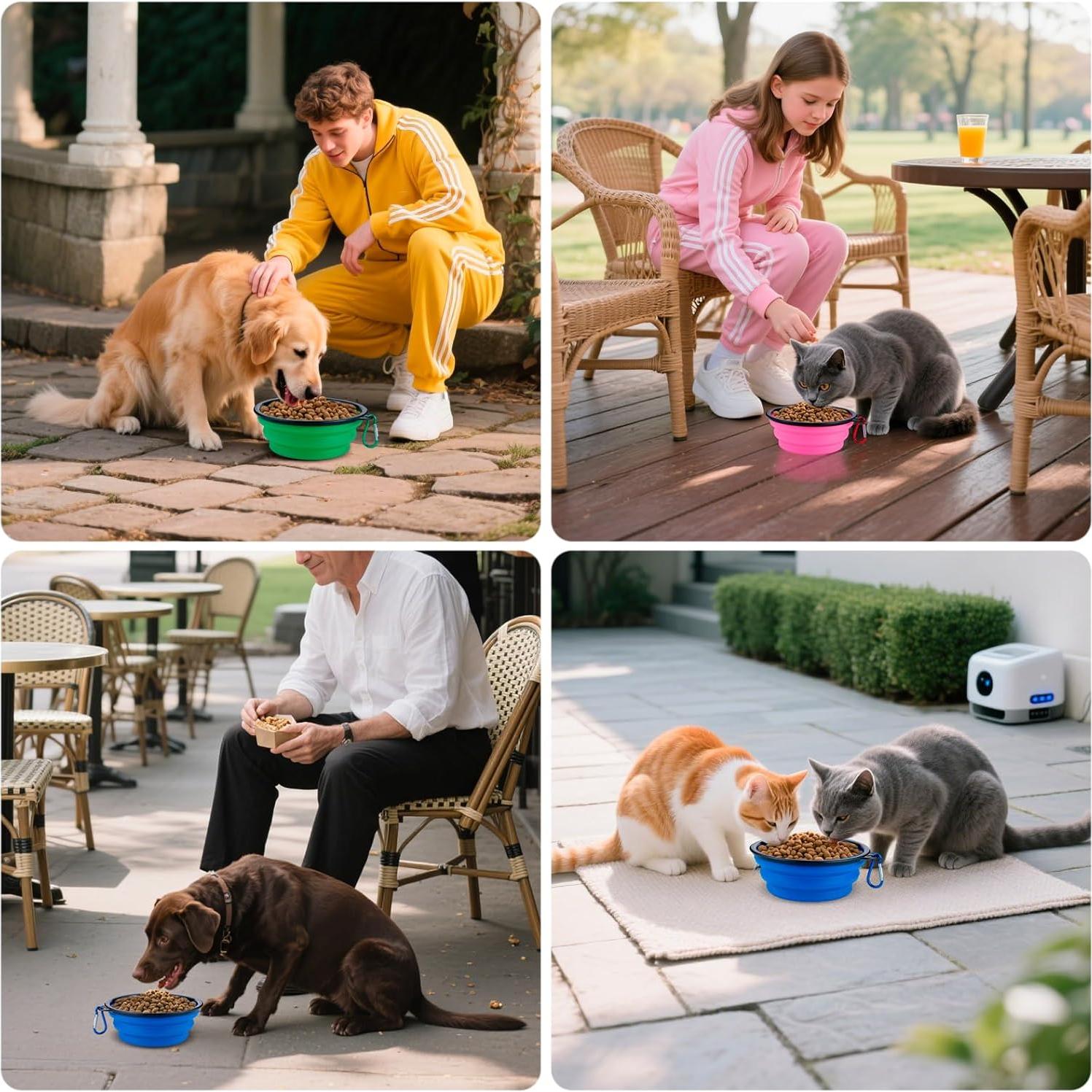 Paquete de 3 Cuencos Plegables para Perros HUVOQ 22oz