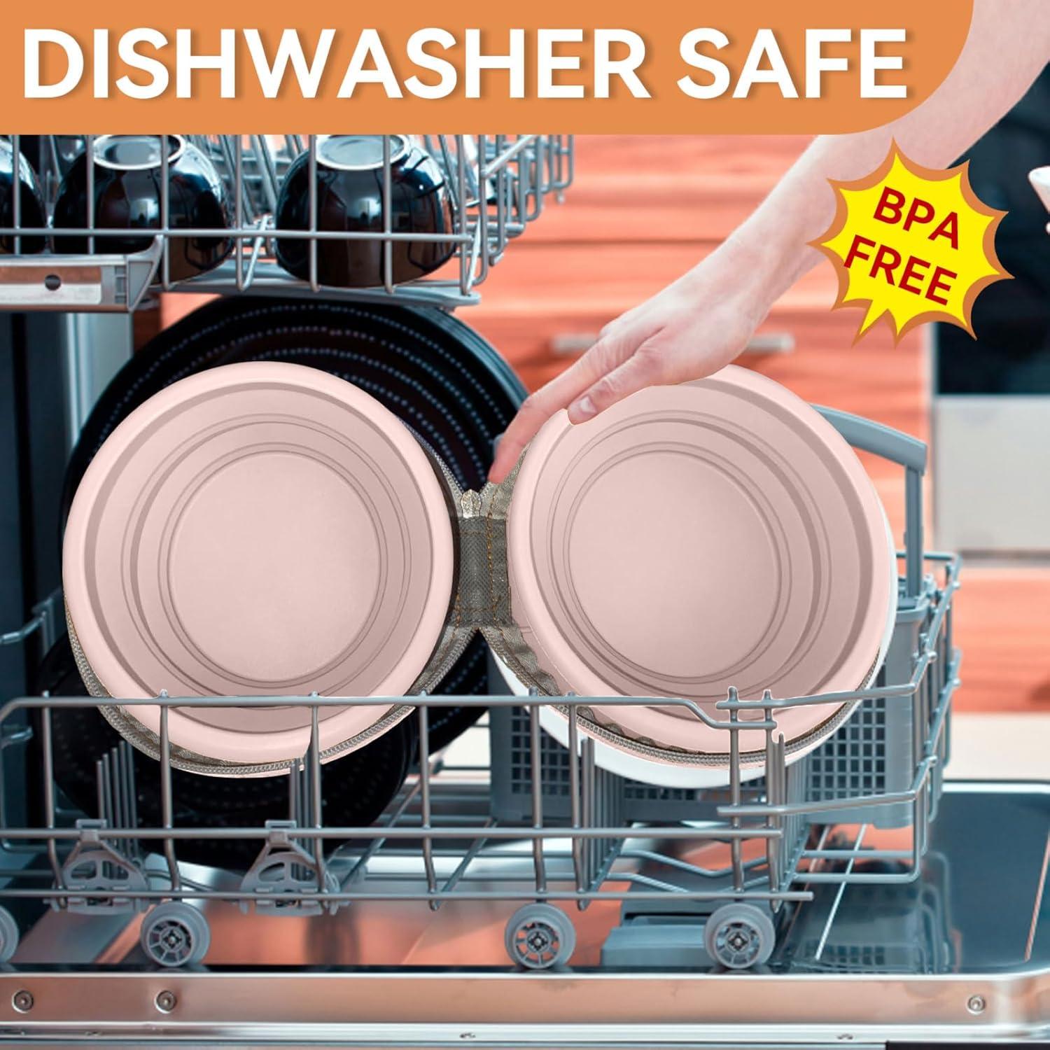 Cuencos Plegables para Perros ABIXIEYQ Doble Silicona Rosa