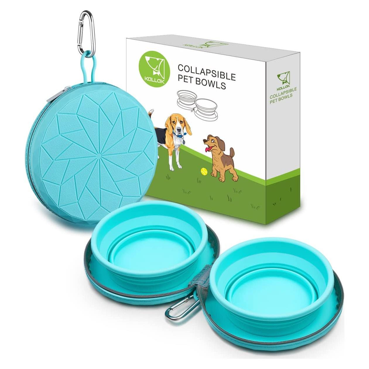 Cuencos Plegables Dobles KALLAK para Perros y Gatos 1.03L