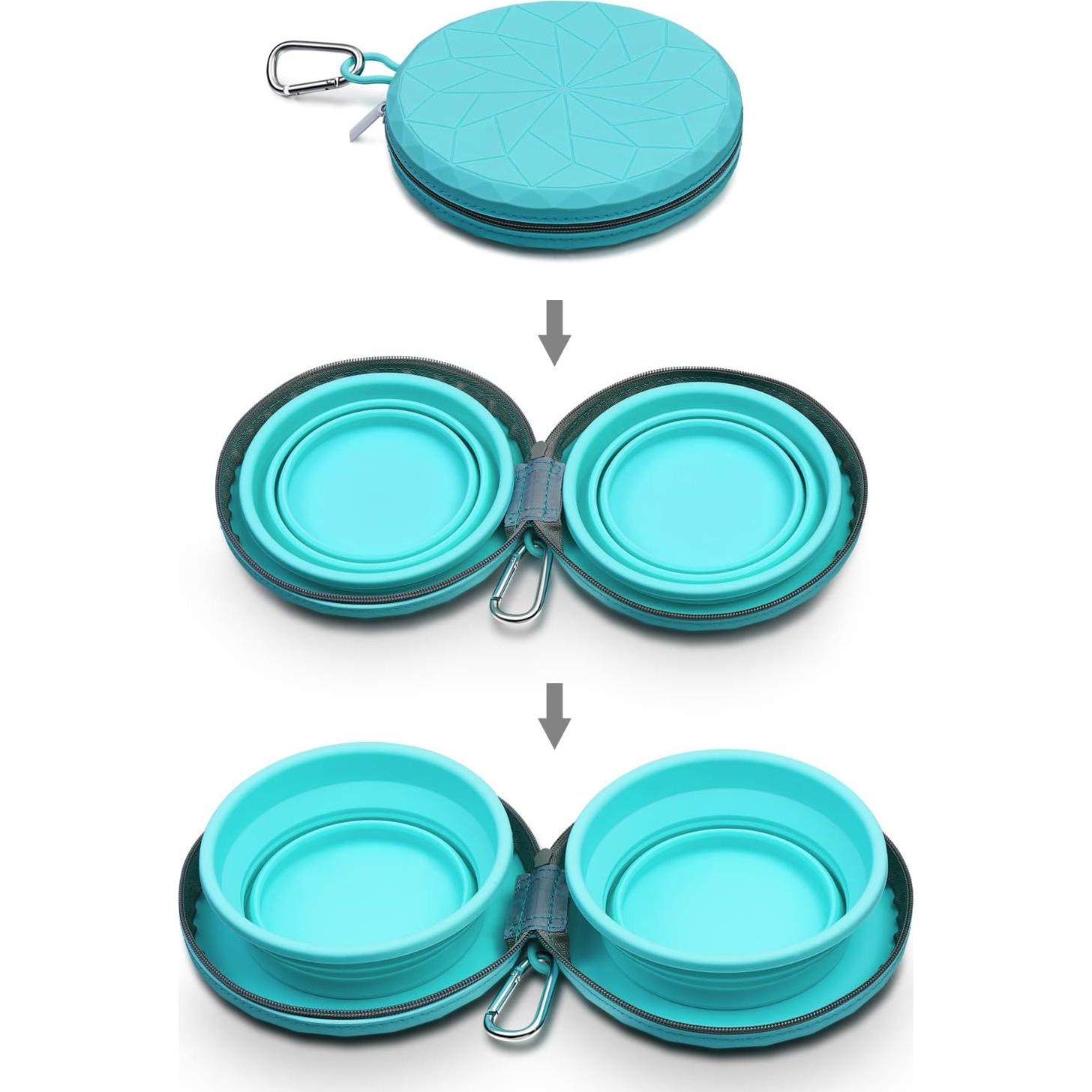 Cuencos Plegables Dobles KALLAK para Perros y Gatos 1.03L