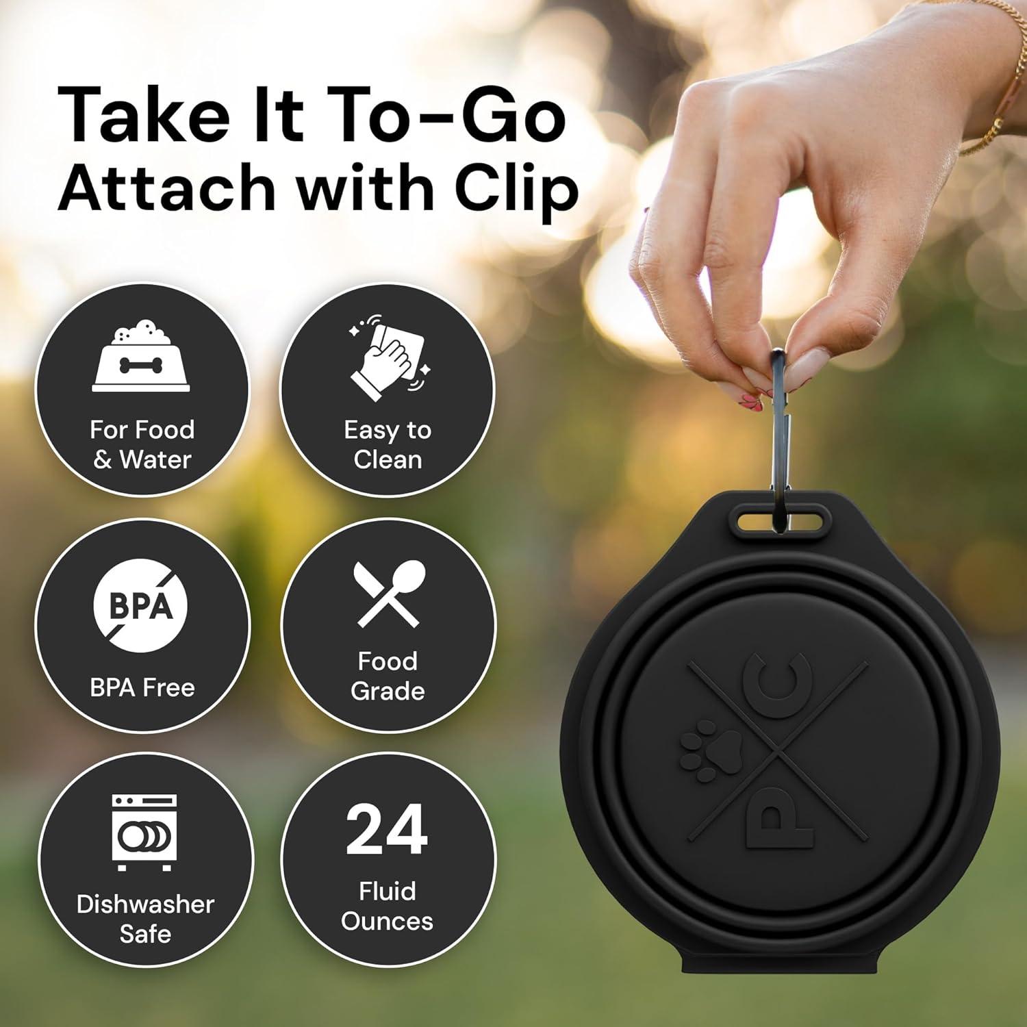 Tazón Plegable para Perros Pup Culture Doble - Silicona Negra