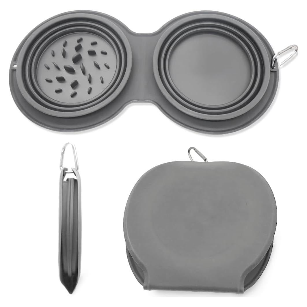 Cuencos Plegables para Perros IFOYO 2 en 1 Antideslizante Gris