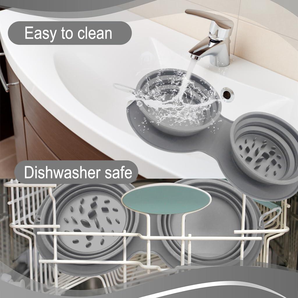 Cuencos Plegables para Perros IFOYO 2 en 1 Antideslizante Gris