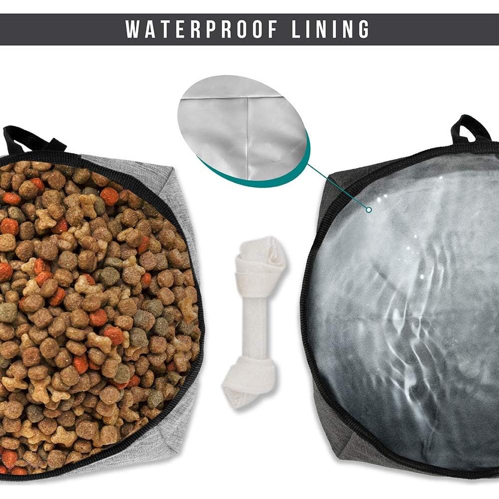 Cuencos Plegables para Perros PetAmi x2, 2.02L, Gris Jaspeado