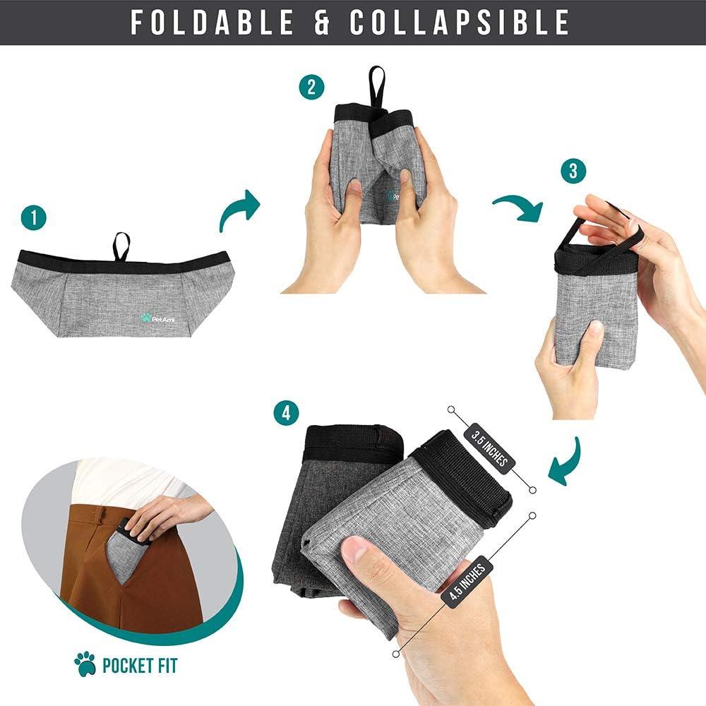 Cuencos Plegables para Perros PetAmi x2, 2.02L, Gris Jaspeado