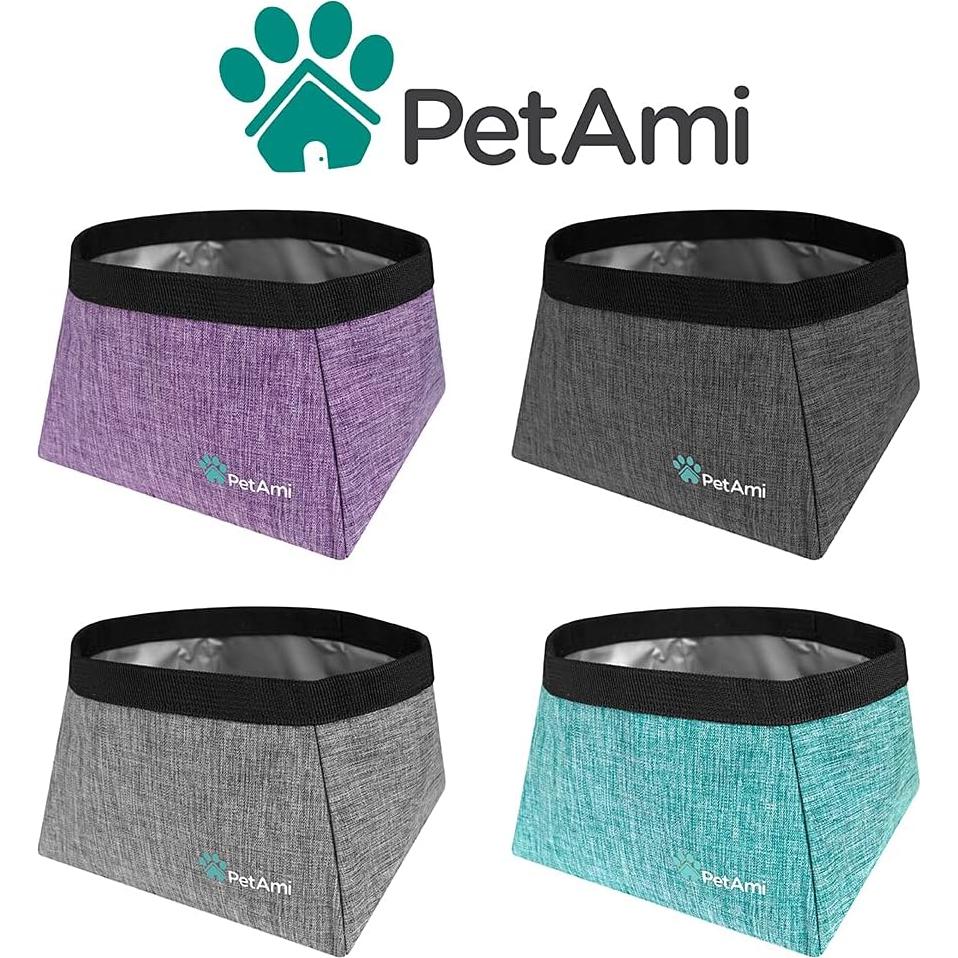 Cuencos Plegables para Perros PetAmi x2, 2.02L, Gris Jaspeado