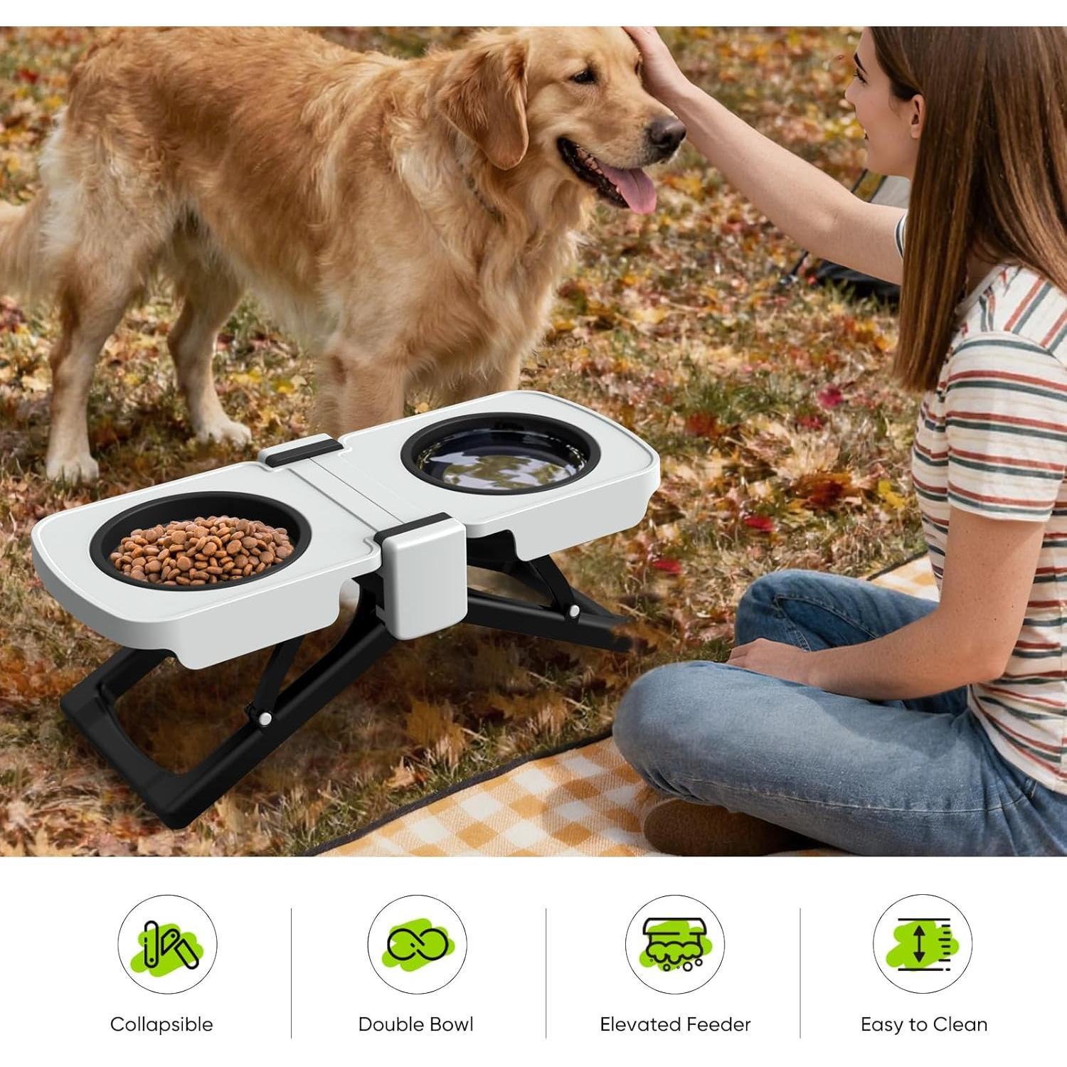 Soporte Elevado para Cuencos de Perro SUPERDESIGN Doble Plegable 1.2L