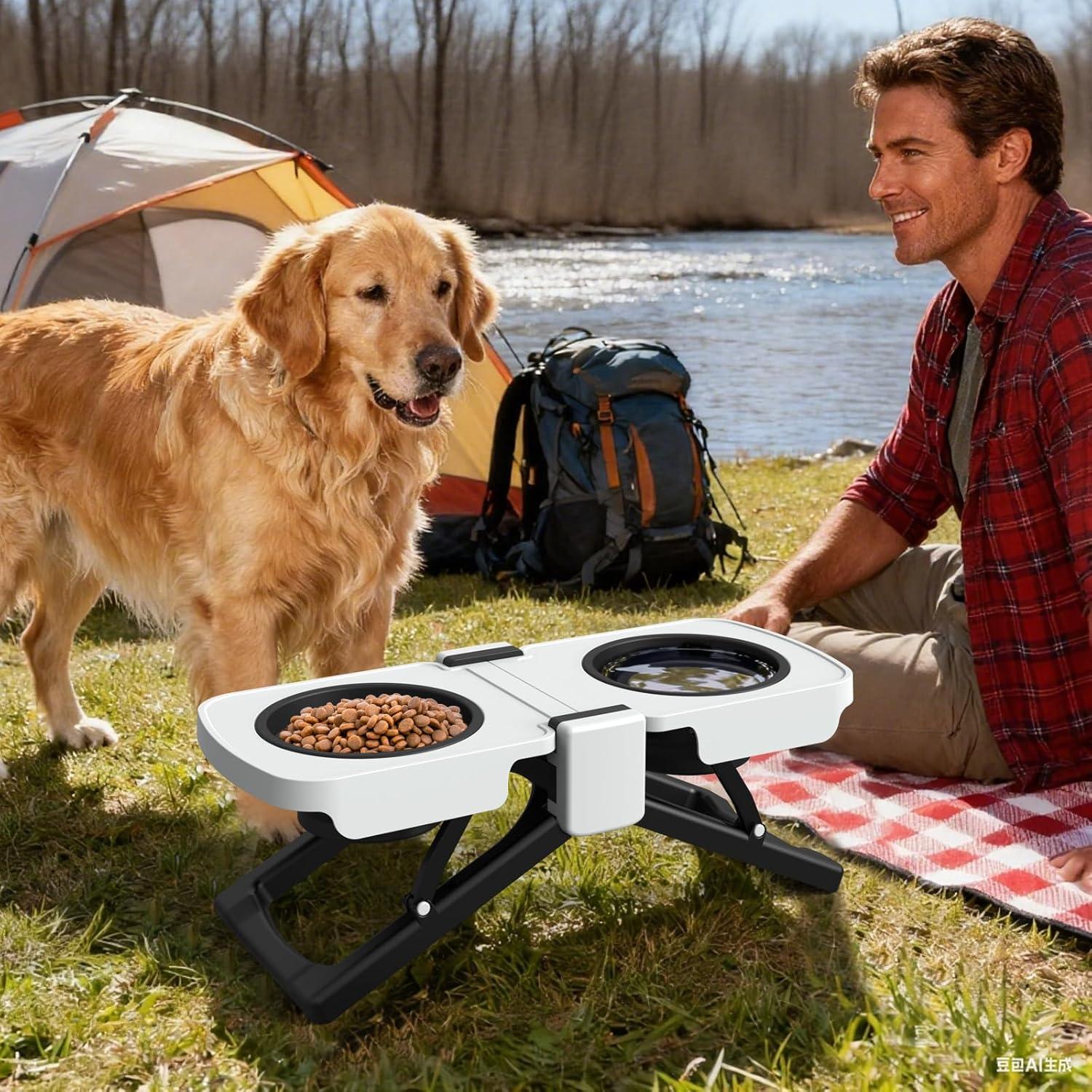 Soporte Elevado para Cuencos de Perro SUPERDESIGN Doble Plegable 1.2L