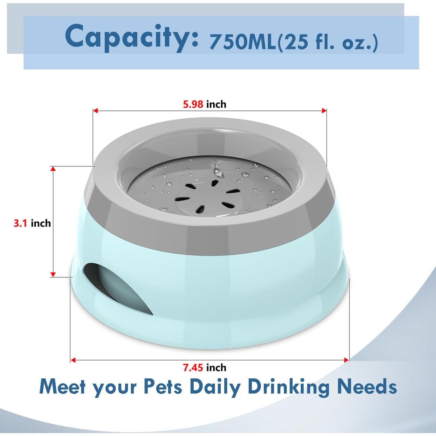 Tazón de Agua Antideslizante Takfox 750ml para Perros y Gatos