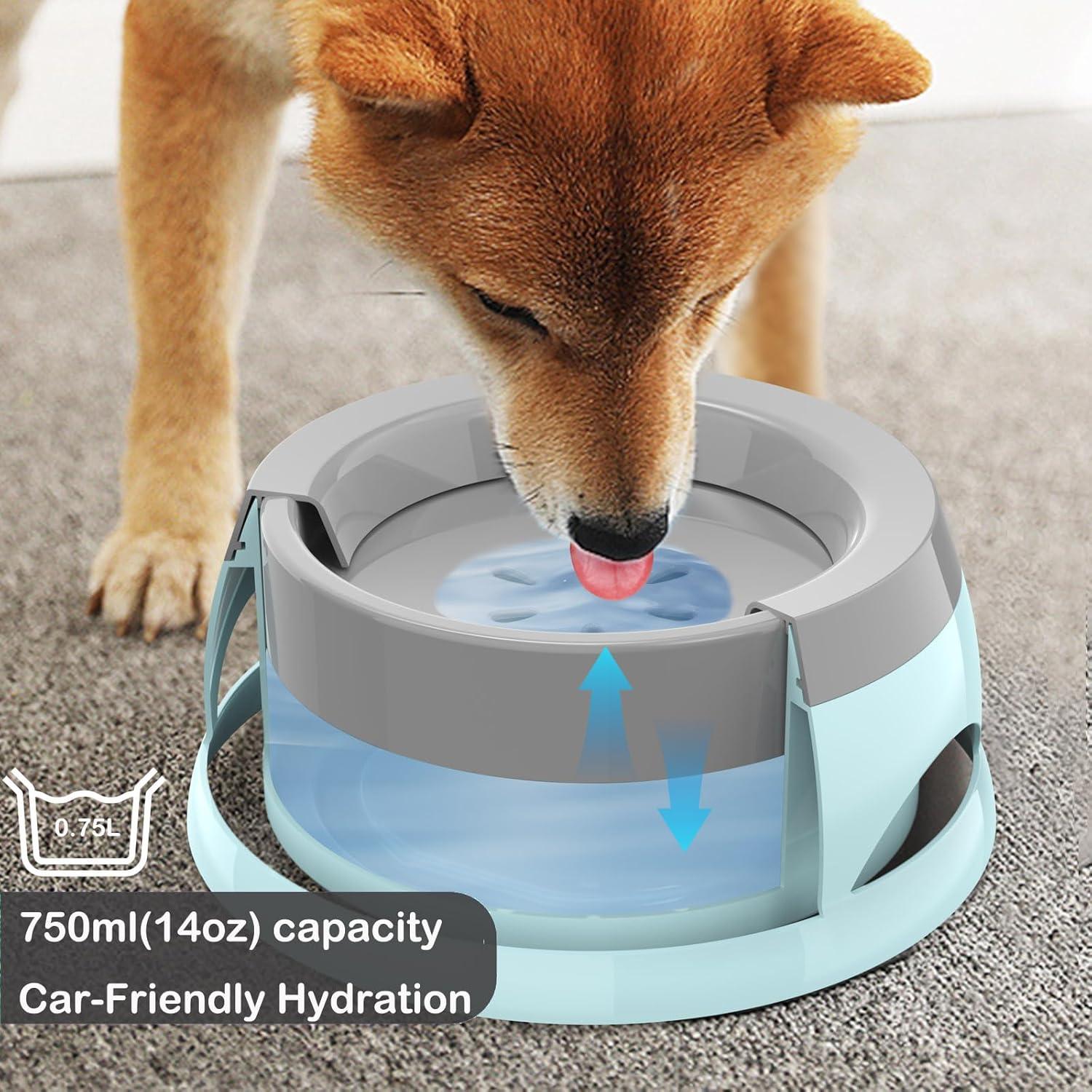 Cuenco de Agua para Perros Tekcoo 750ml Antideslizante Azul