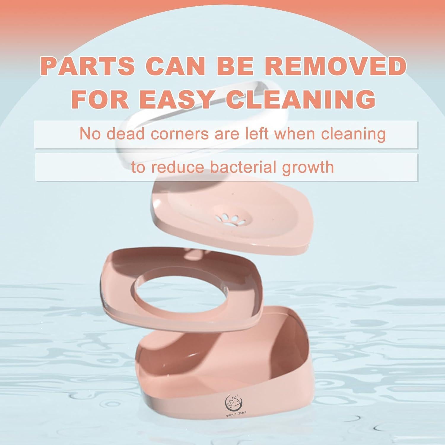 Cuenco de Agua para Mascotas Truly Truly 1L Rosa Antideslizante