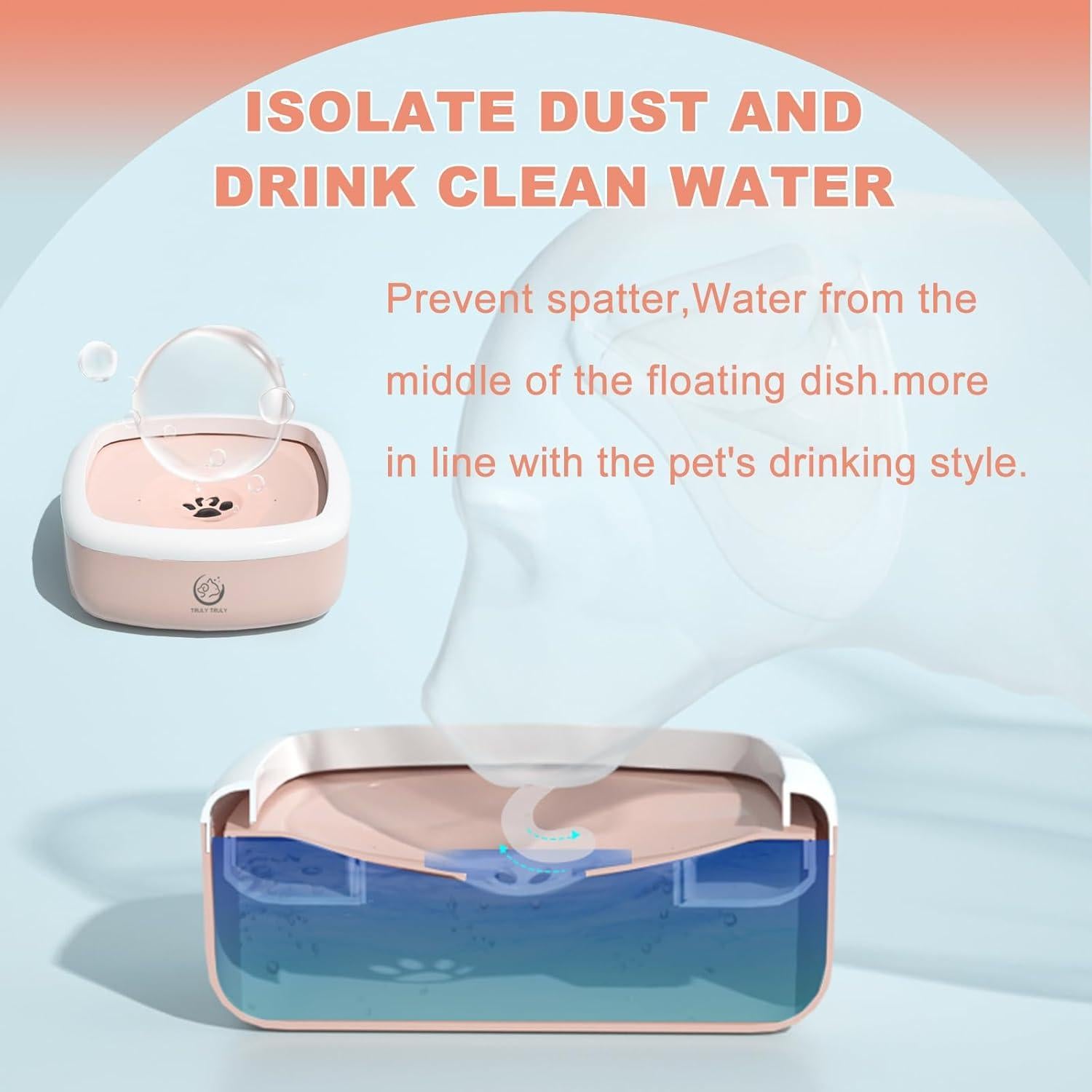 Cuenco de Agua para Mascotas Truly Truly 1L Rosa Antideslizante