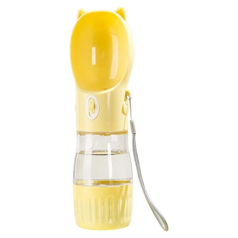 Botella de Agua para Perros 2 en 1 Amarillo - 250ml y 180g