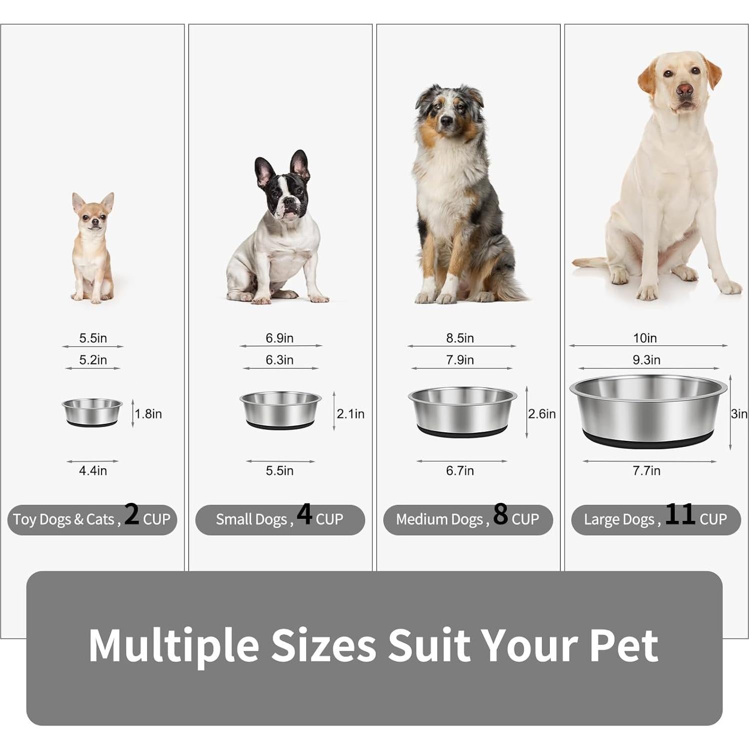 Set de 2 tazones de acero inoxidable Taglory 1.67L antideslizante