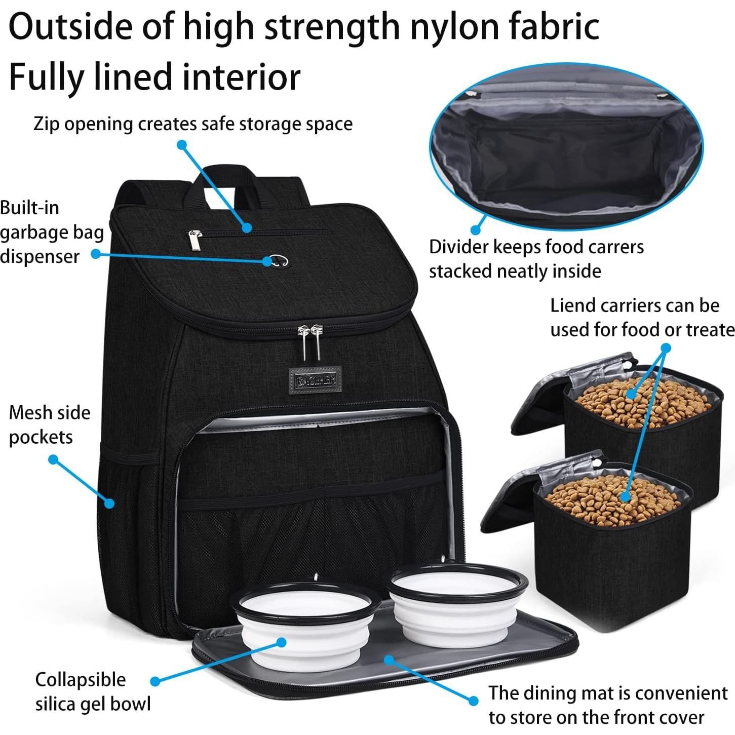 Mochila de Viaje para Perros BAGLHER Negra, 33x18x41 cm