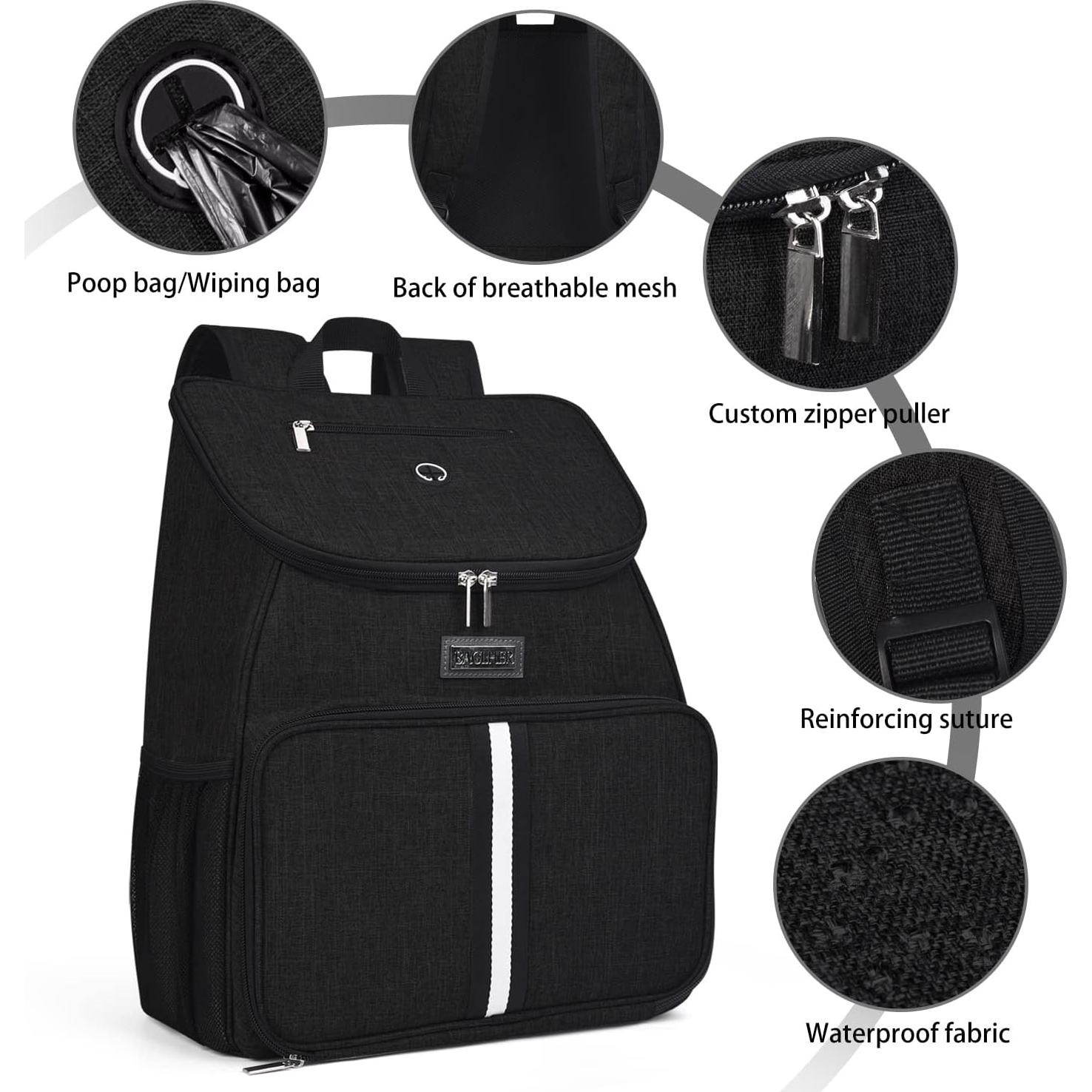 Mochila de Viaje para Perros BAGLHER Negra, 33x18x41 cm