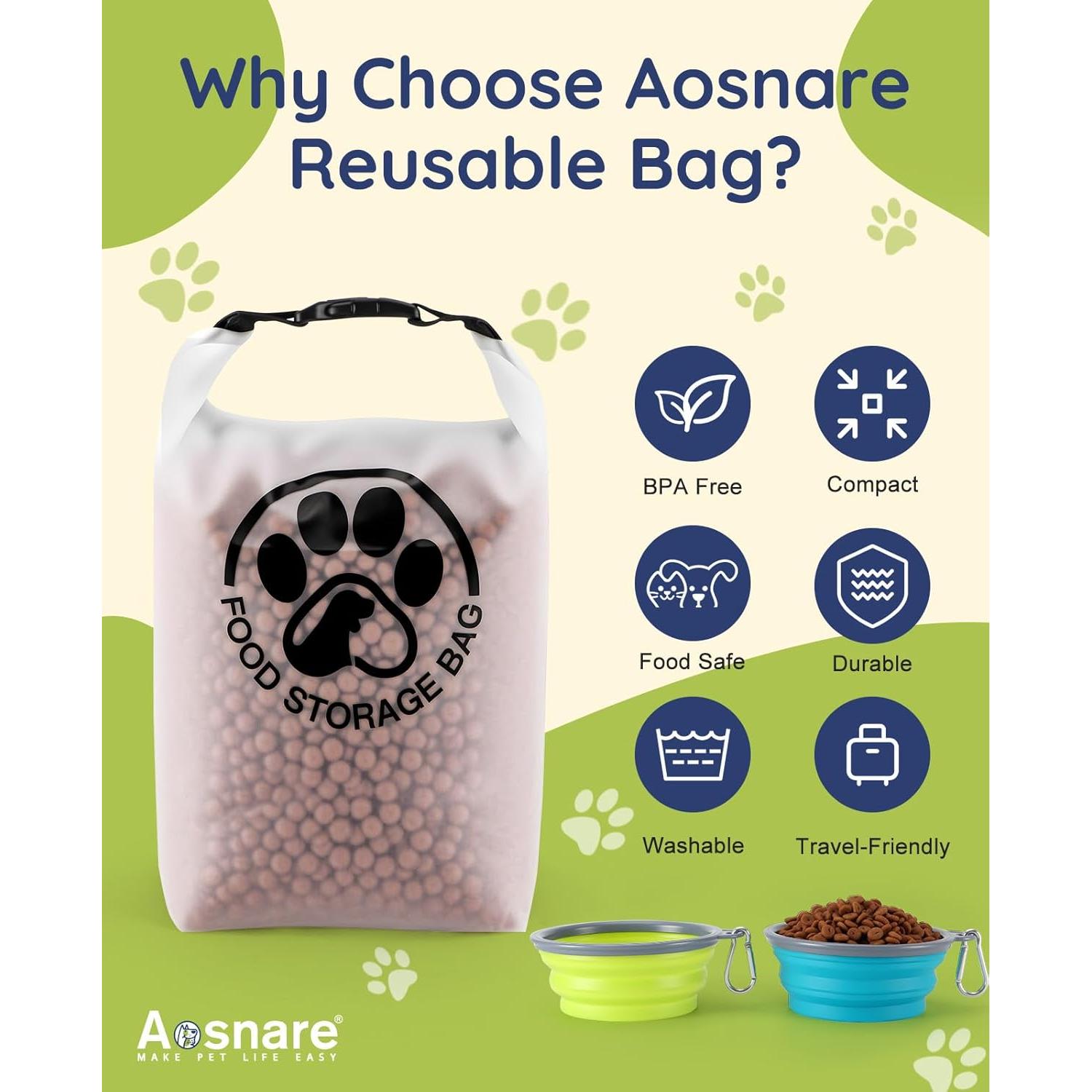 Bolsa de Almacenamiento para Comida de Mascotas Aosnare 14 Tazas