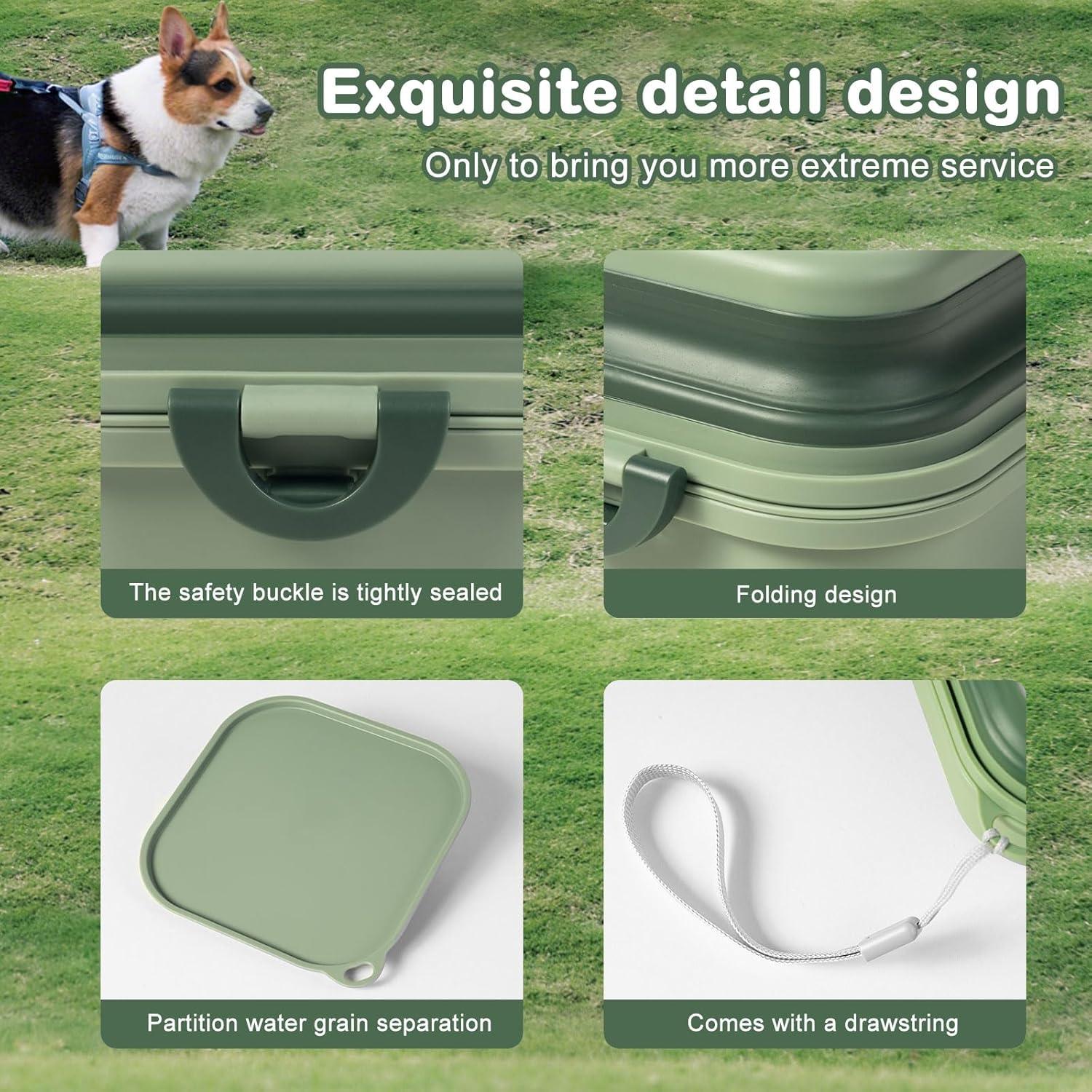 Cuenco de Agua y Comida para Perros Jieffifa 2 en 1 Portátil