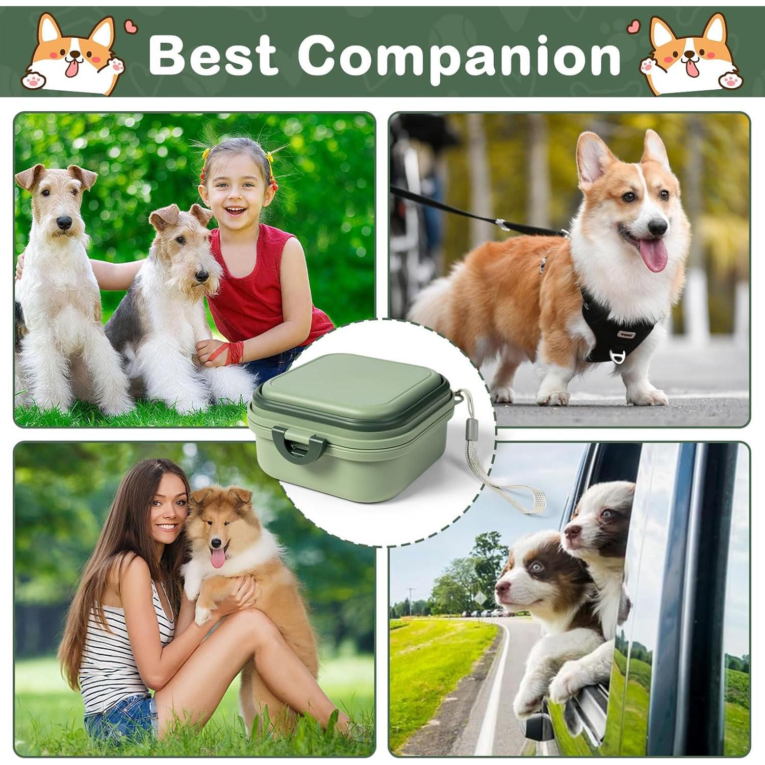 Cuenco de Agua y Comida para Perros Jieffifa 2 en 1 Portátil