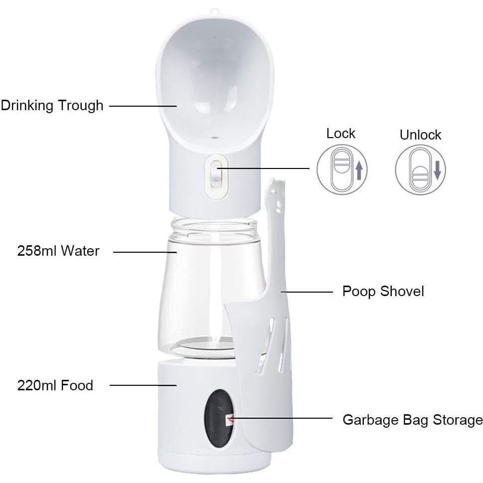 Botella de Agua 4-en-1 Seal Nest para Perros y Gatos - Portátil