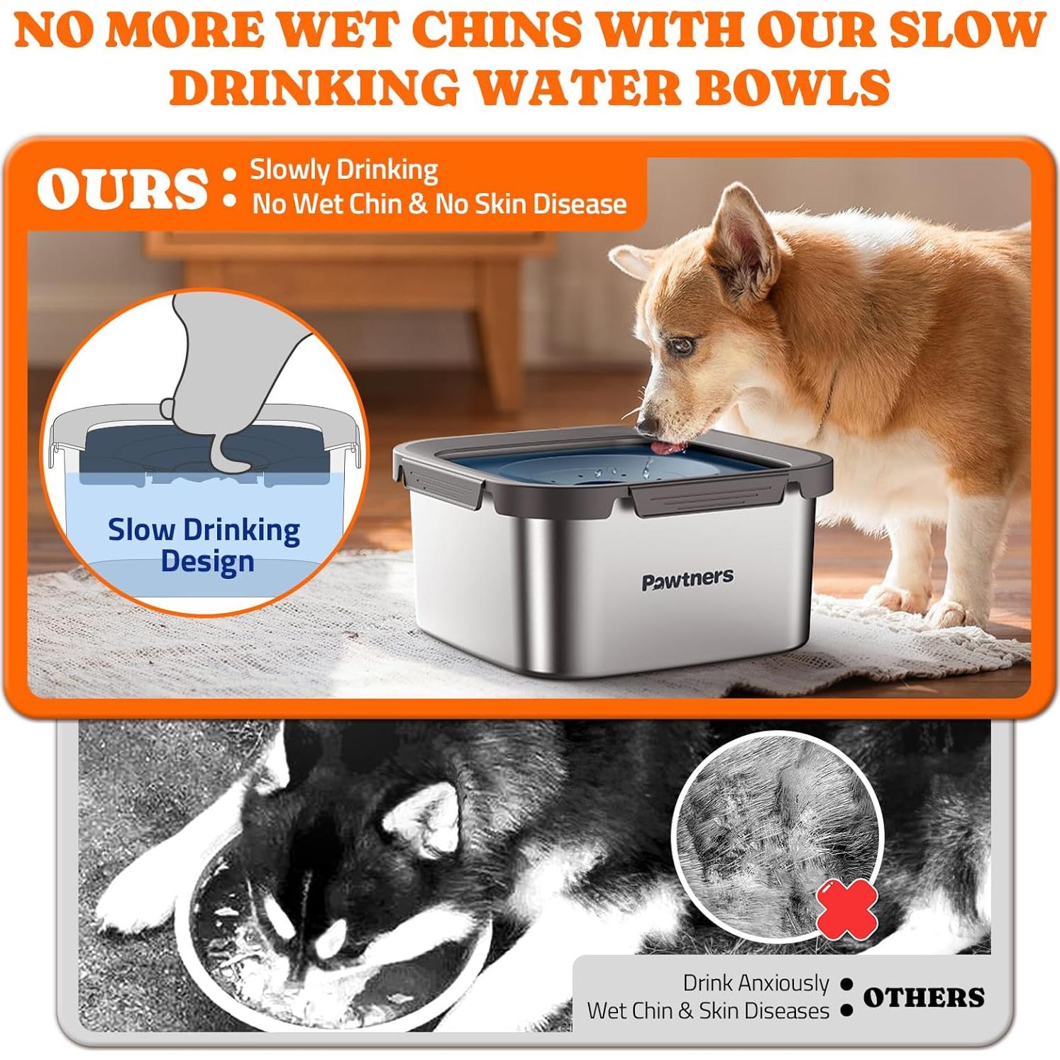 Tazón de Agua para Perros Pawtners 4.5L Acero Inoxidable Antideslizante