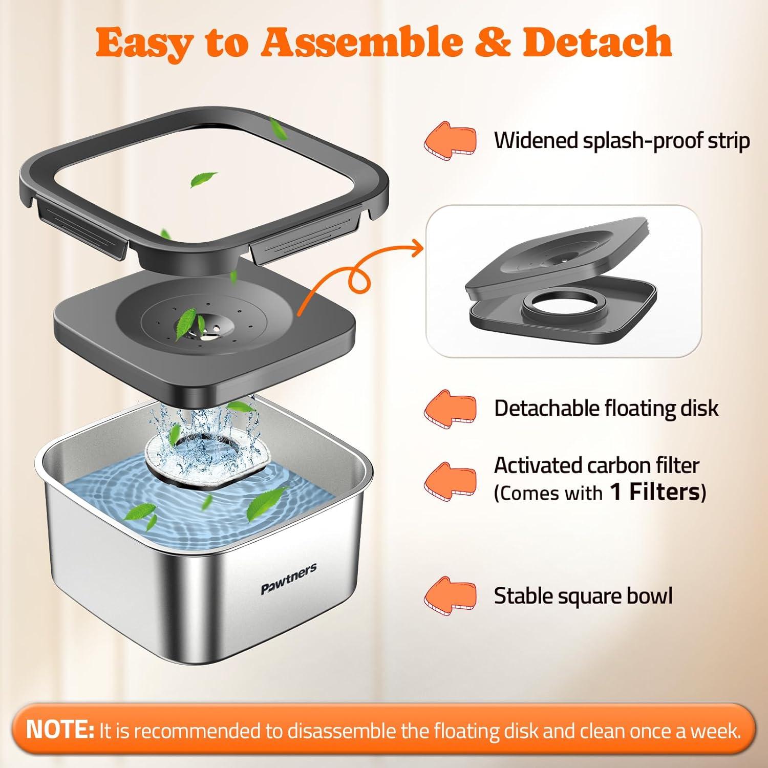 Tazón de Agua para Perros Pawtners 4.5L Acero Inoxidable Antideslizante