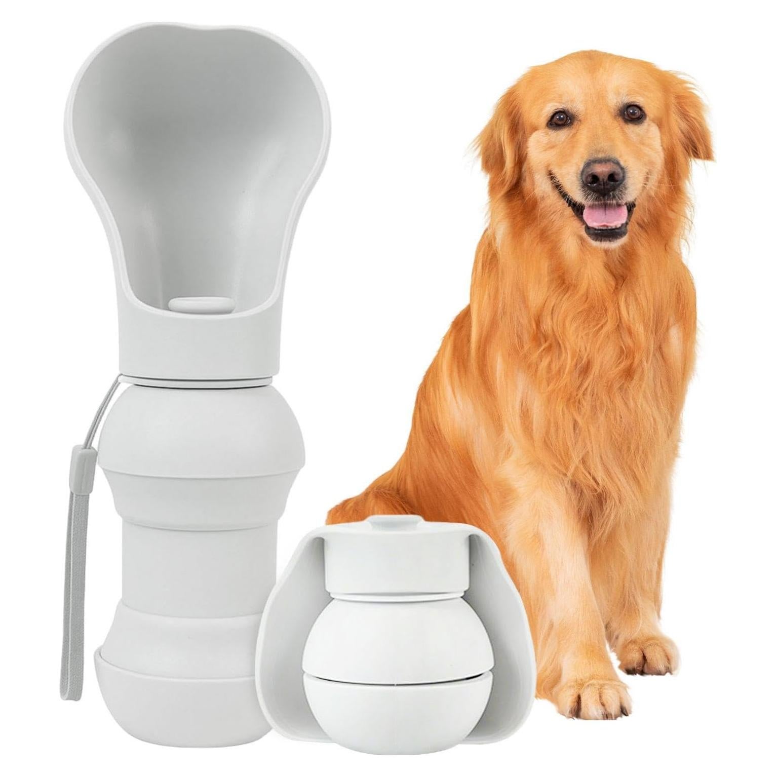 Botella de Agua Plegable para Perros Velupet 550ml Gris