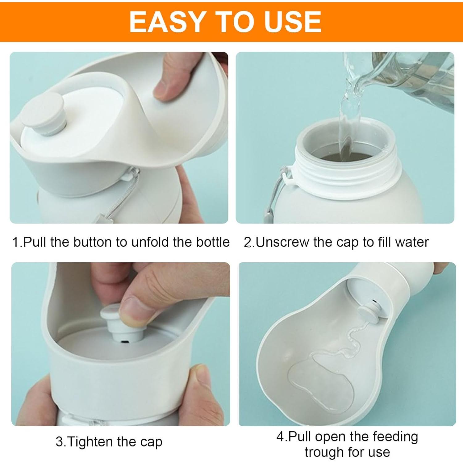 Botella de Agua Plegable para Perros Velupet 550ml Gris