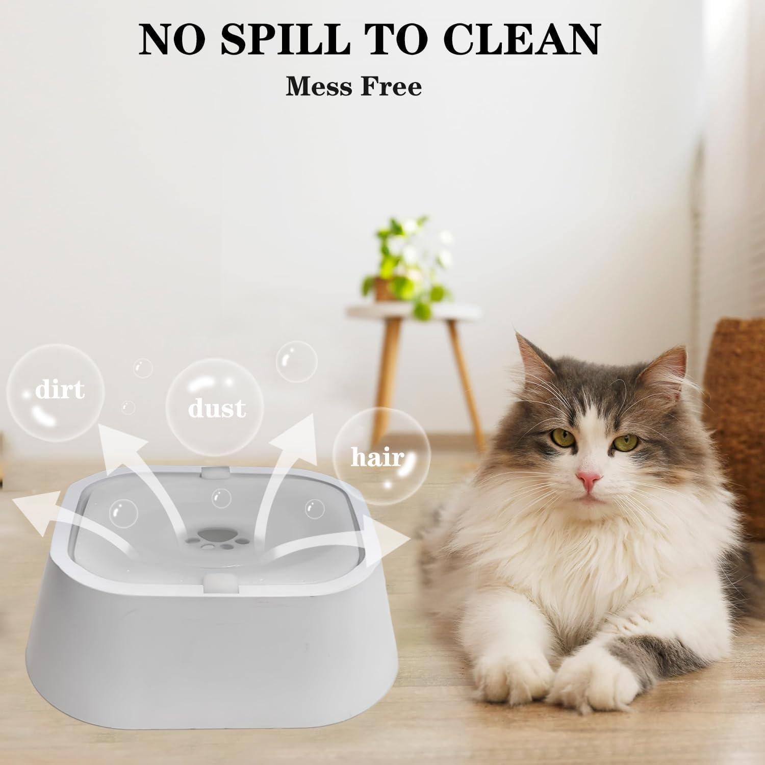 Tazón de Agua para Mascotas Poksolfy 1L Sin Derrames Blanco