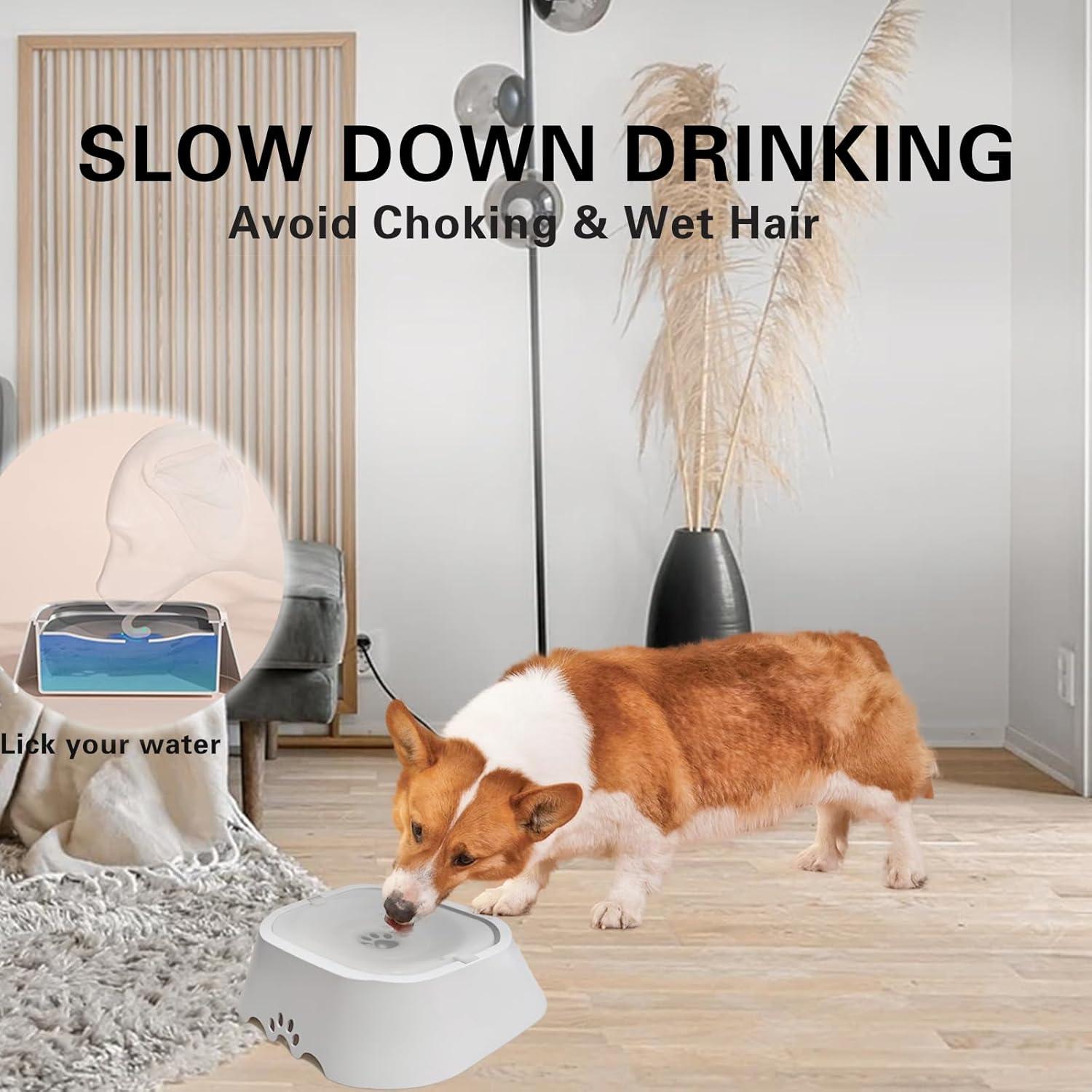 Tazón de Agua para Mascotas Poksolfy 1L Sin Derrames Blanco