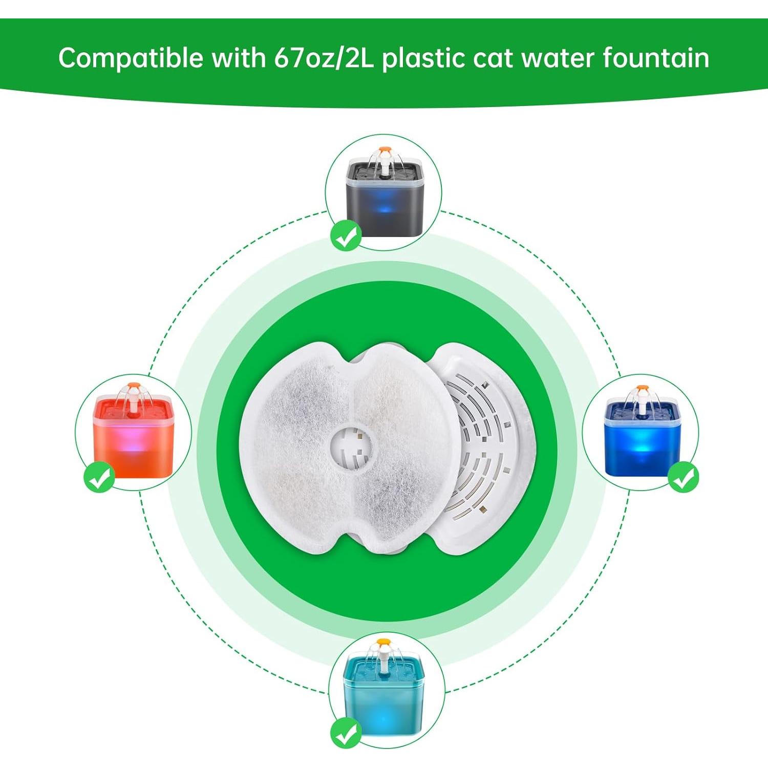 Filtros de agua para gatos EZMioo 4-Pack con carbón activado