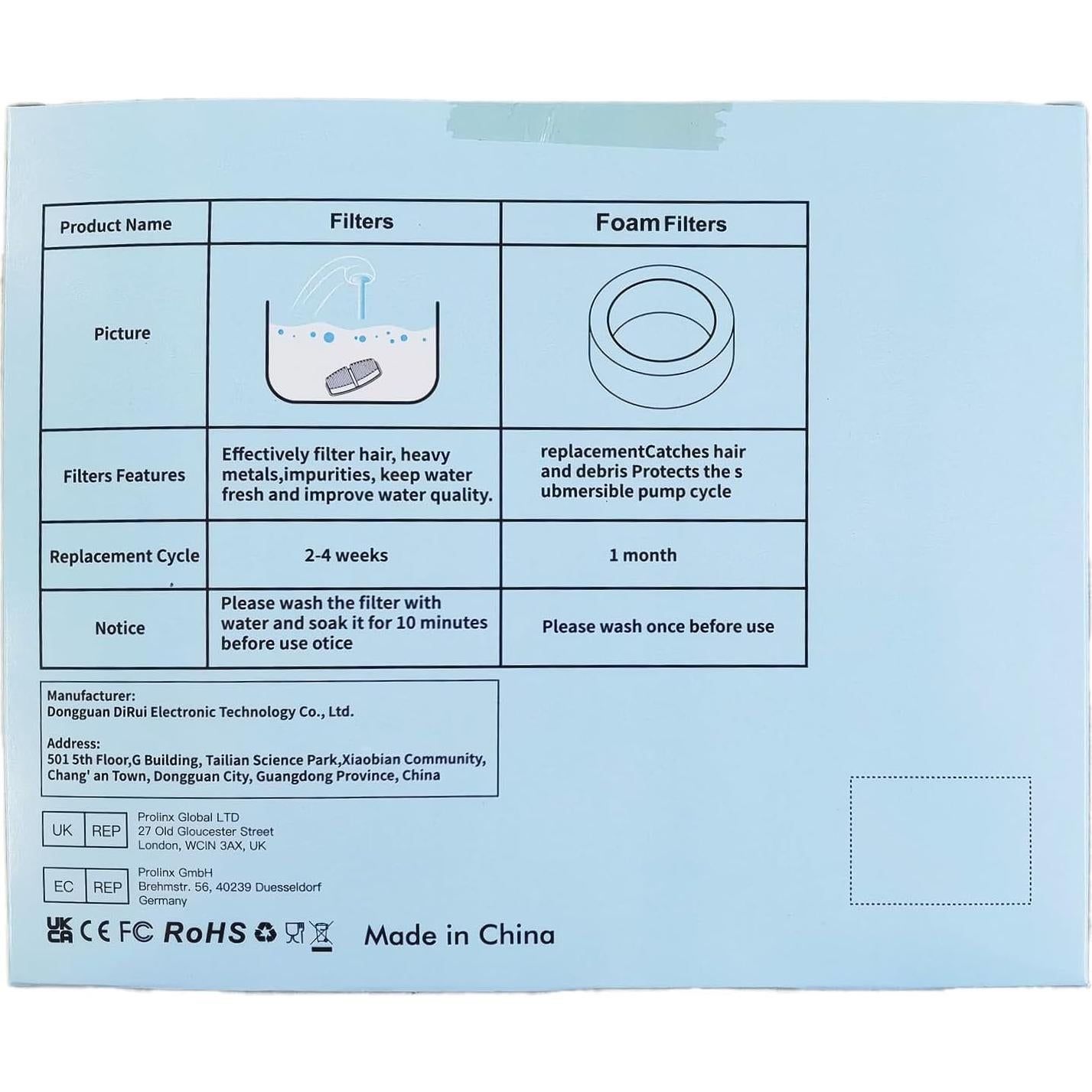 Filtros para Fuente de Agua FOFNON - 12 Piezas (6 Filtros + 6 Esponjas)