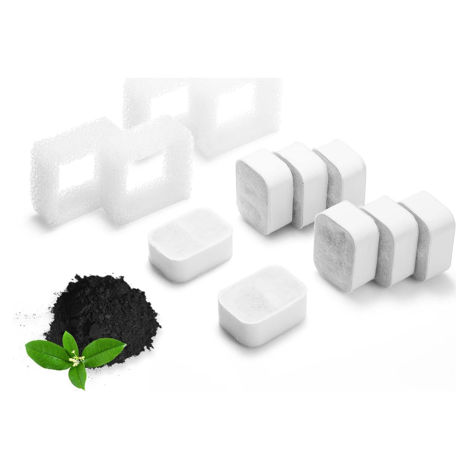 Filtros de Reemplazo iPettie para Fuente de Agua Cerámica 8 Carbón 4 Espuma