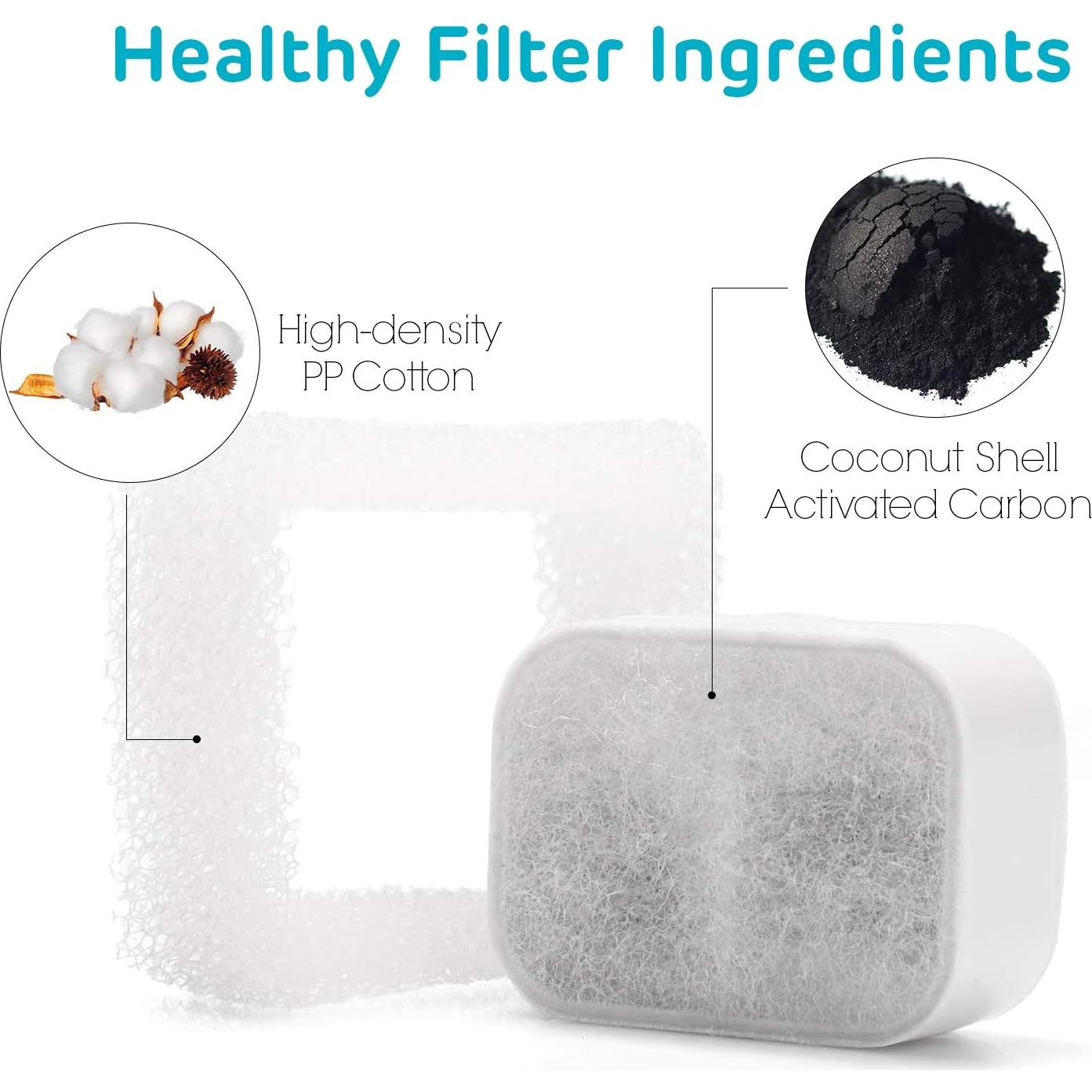 Filtros de Reemplazo iPettie para Fuente de Agua Cerámica 8 Carbón 4 Espuma