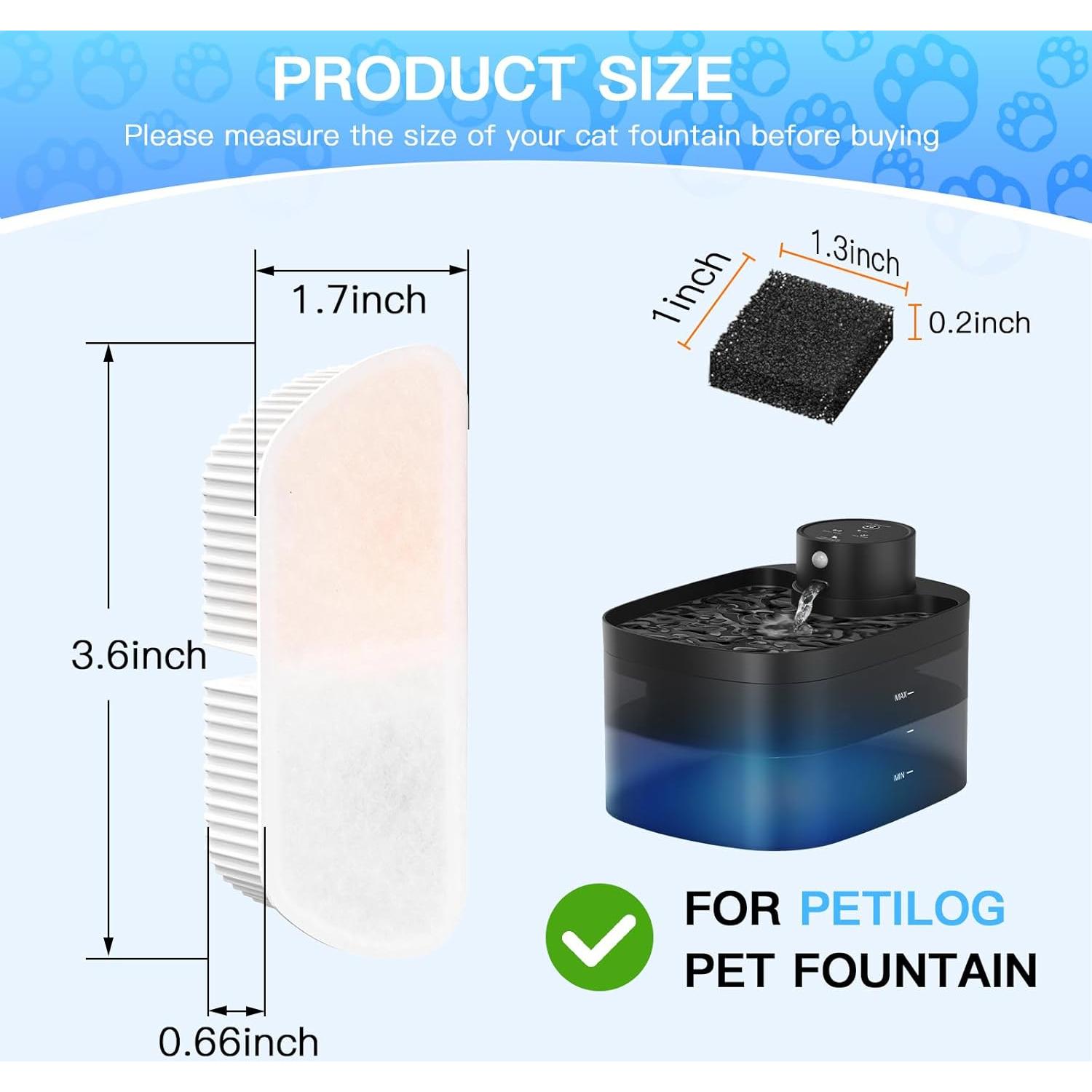Filtros de agua para gatos Petilog - 8 unidades, 2.5L