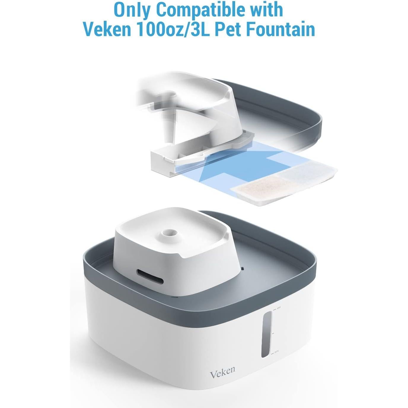 Filtros de Reemplazo Veken para Fuente de Agua 100oz - Paquete de 8
