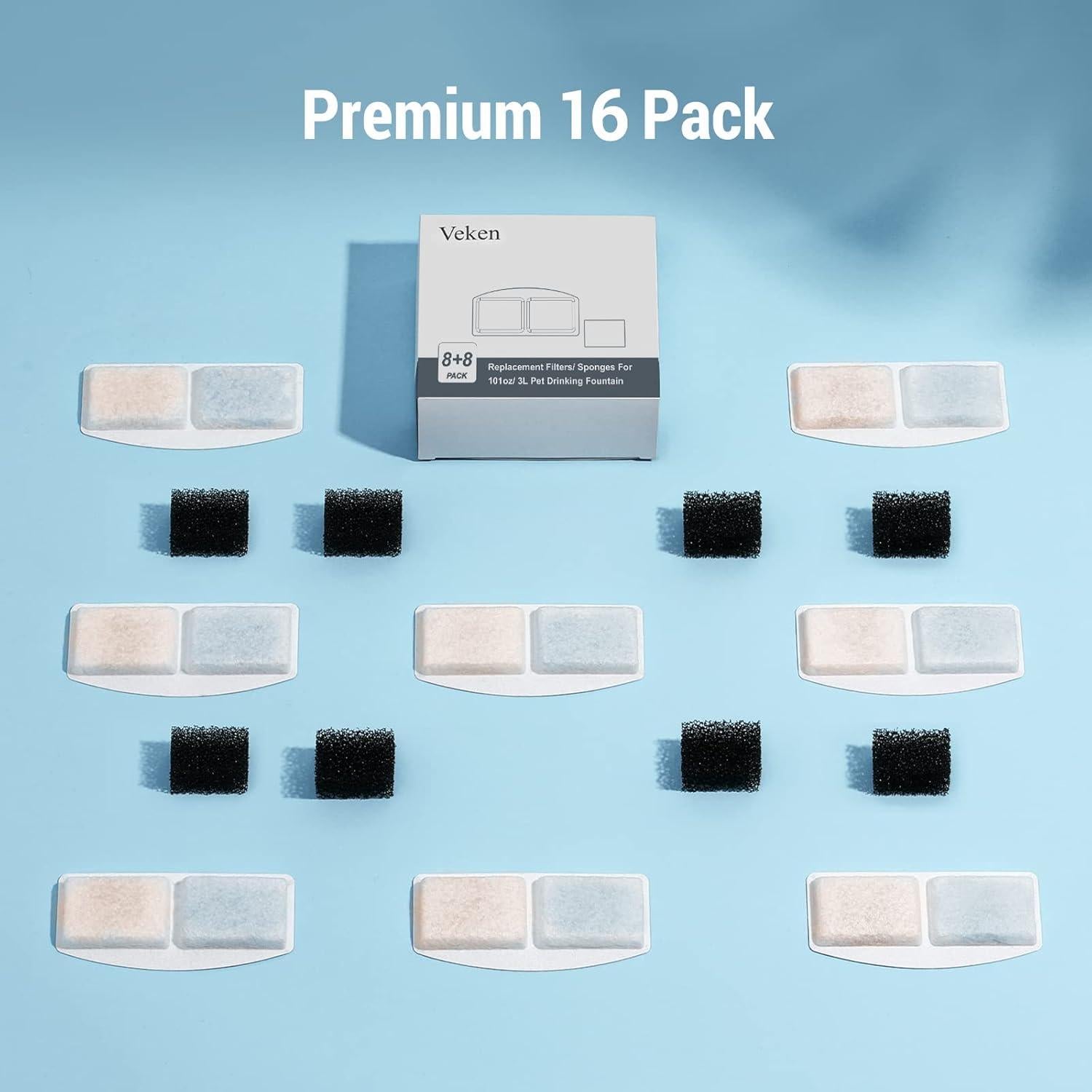 Filtros de Reemplazo Veken para Fuente de Agua 100oz - Paquete de 8