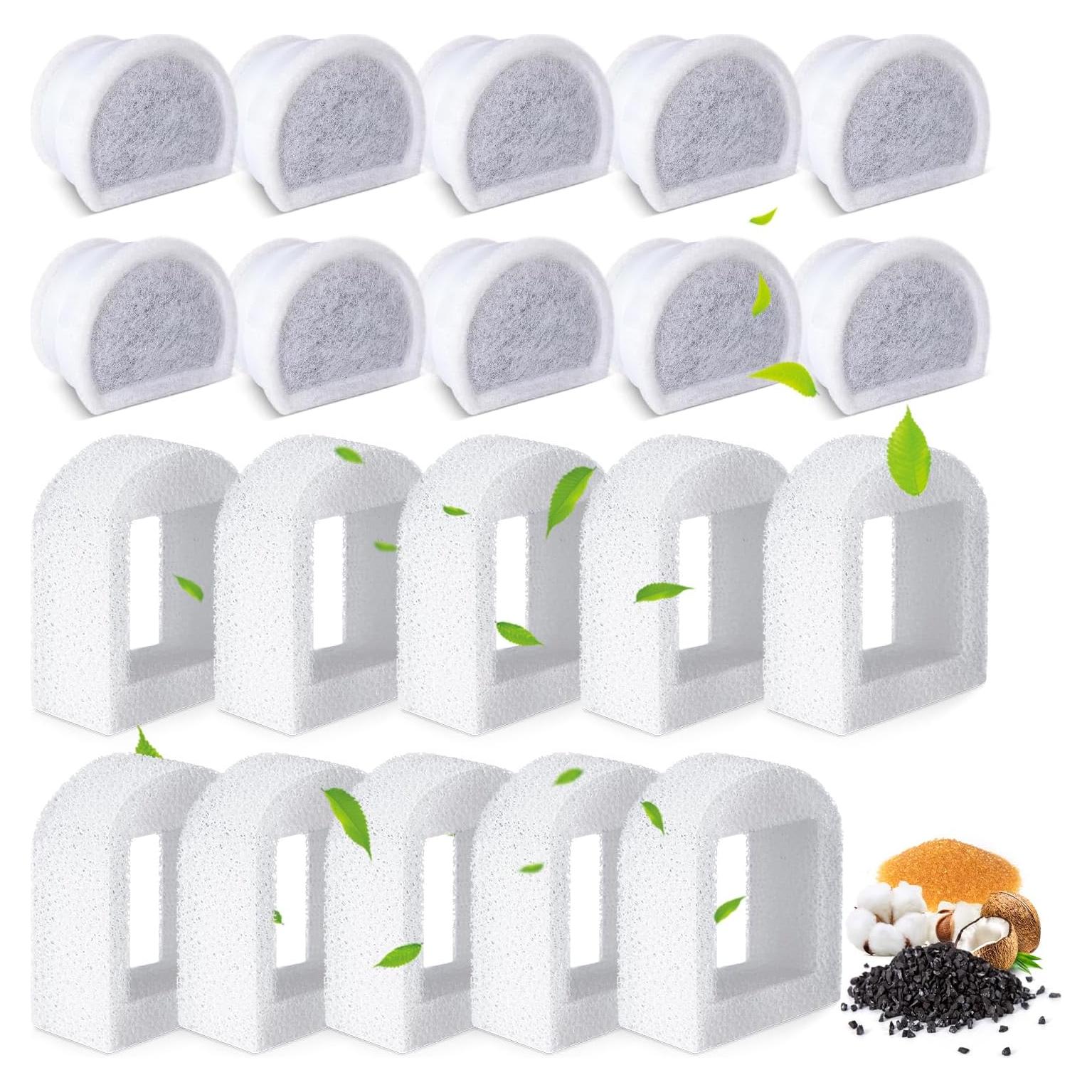 Filtros de Agua para Gatos Zuqqony 20 Pcs Carbón y Espuma