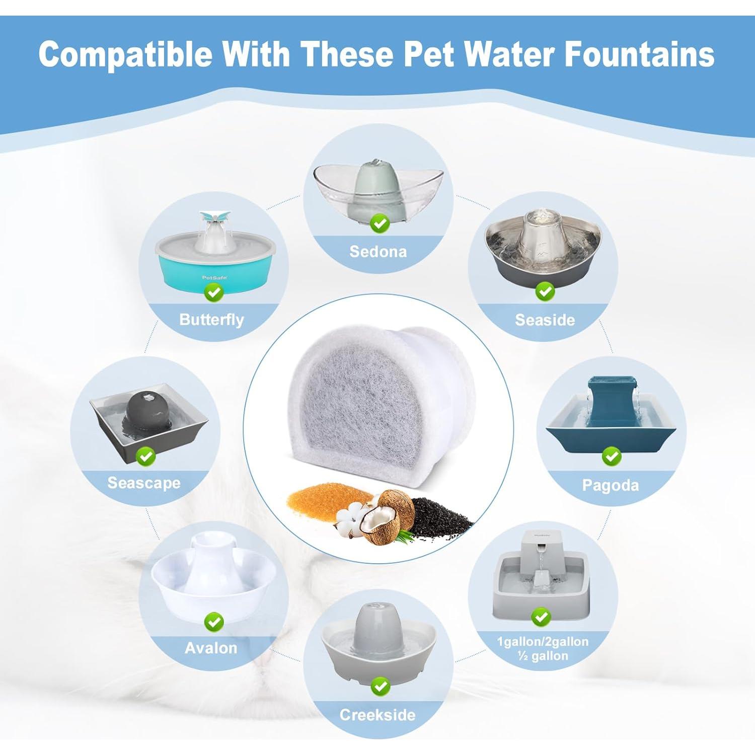 Filtros de Agua para Gatos Zuqqony 20 Pcs Carbón y Espuma