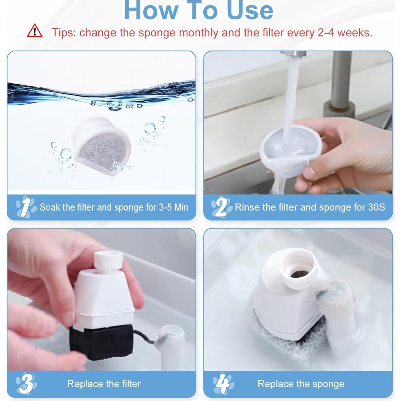 Filtros de Agua para Gatos Zuqqony 20 Pcs Carbón y Espuma