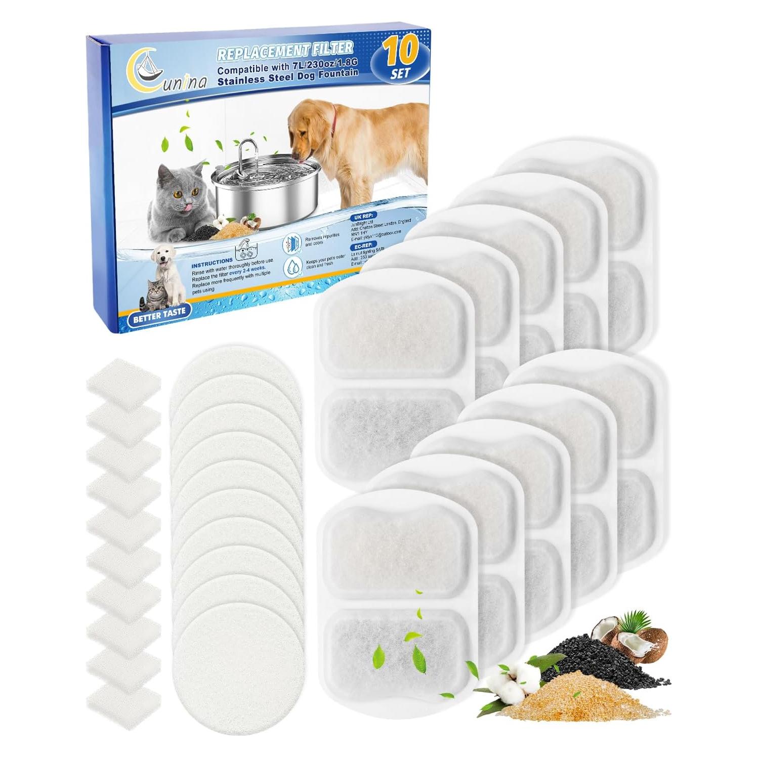 Filtro de Agua para Mascotas Cunina 10 Conjuntos Compatible Oneisall