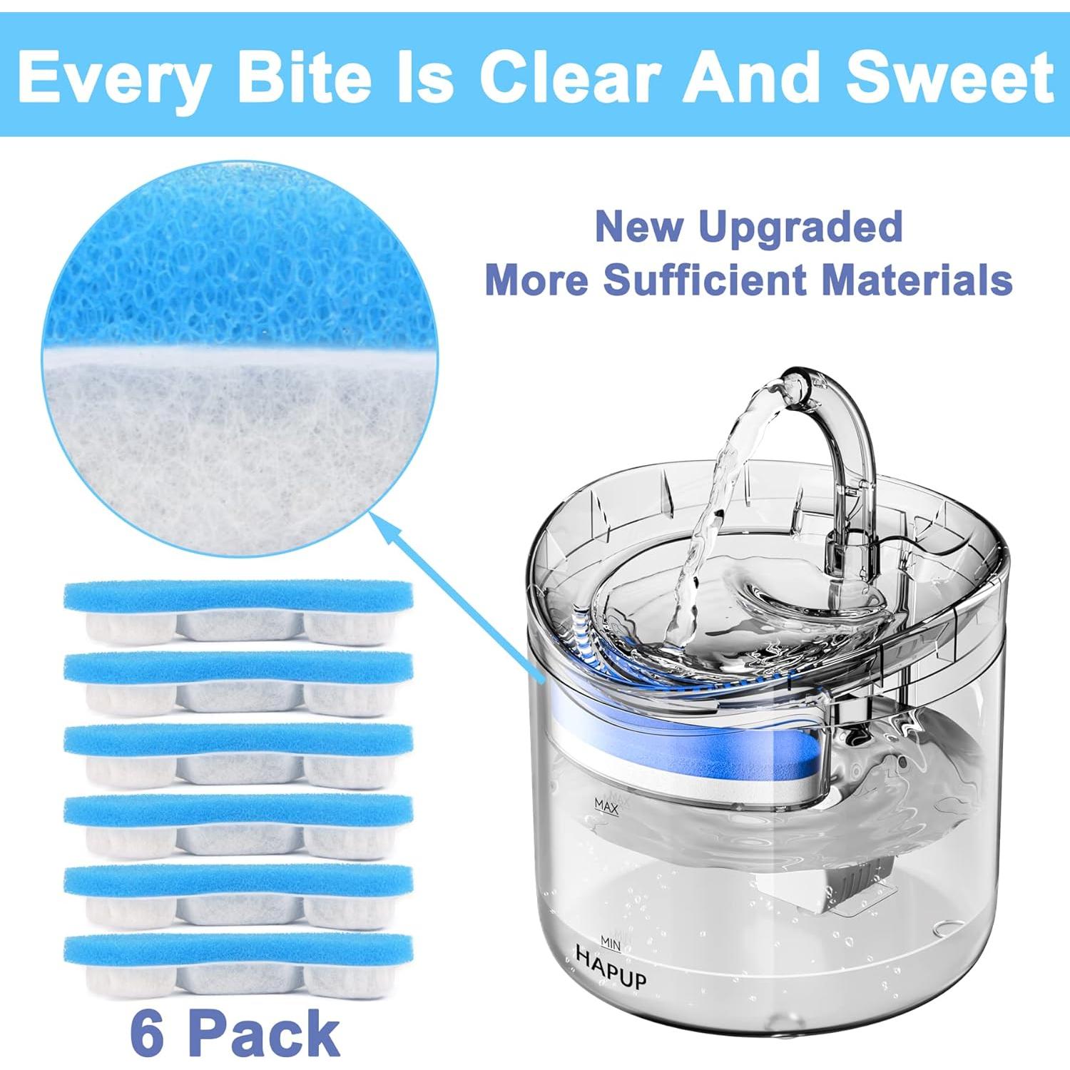 Filtros de Reemplazo HAPUP para Fuente de Agua para Gatos - Paquete de 6