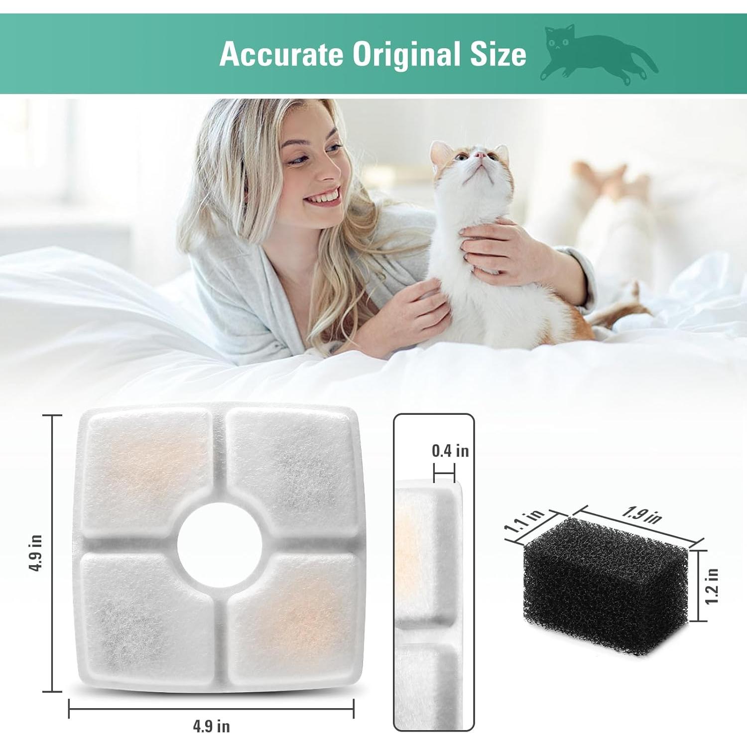 Paquete de 8 Filtros y Esponjas para Fuente de Agua RUI 2.5L