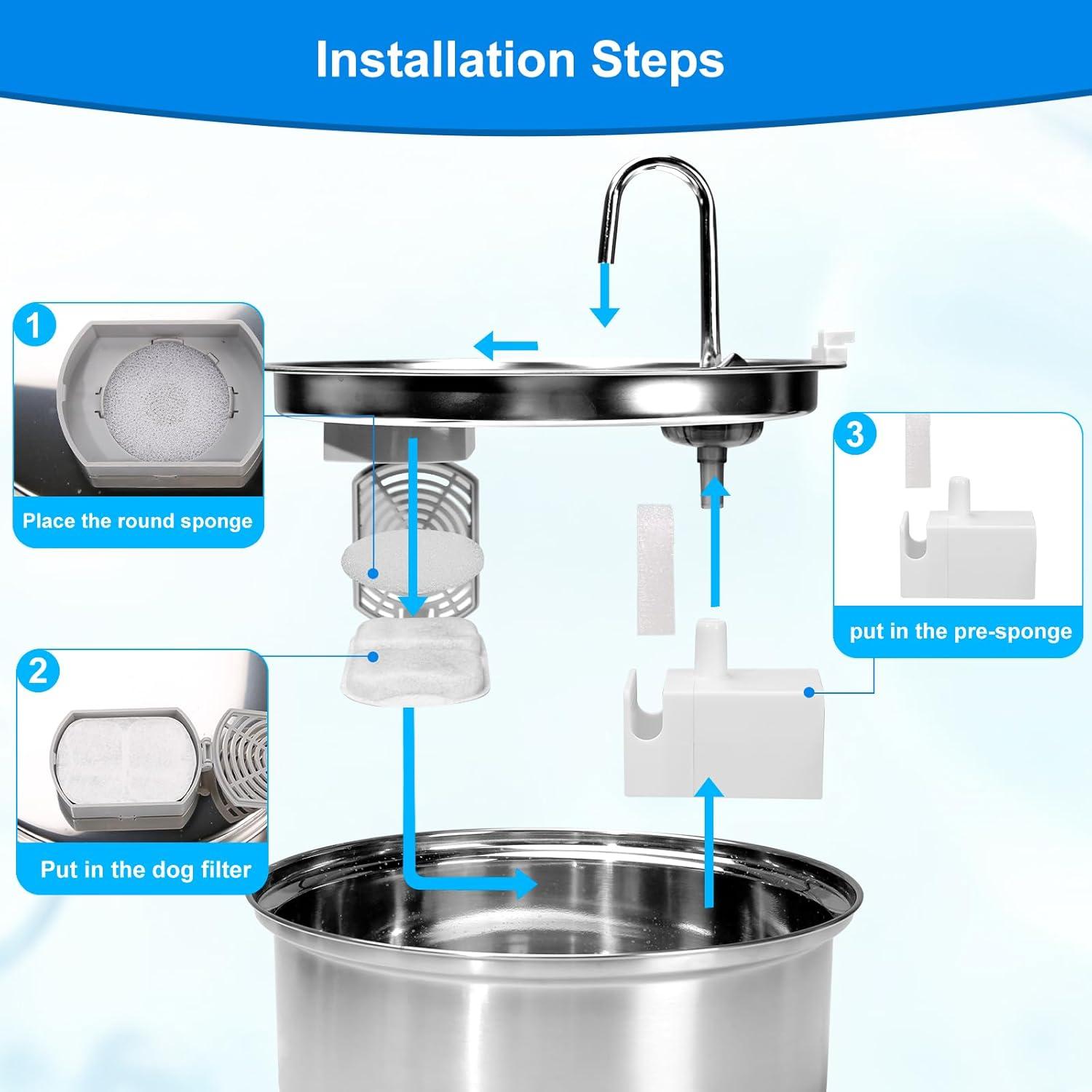 16 Filtros de Reemplazo Ufitar para Fuente de Agua 7L Acero Inoxidable