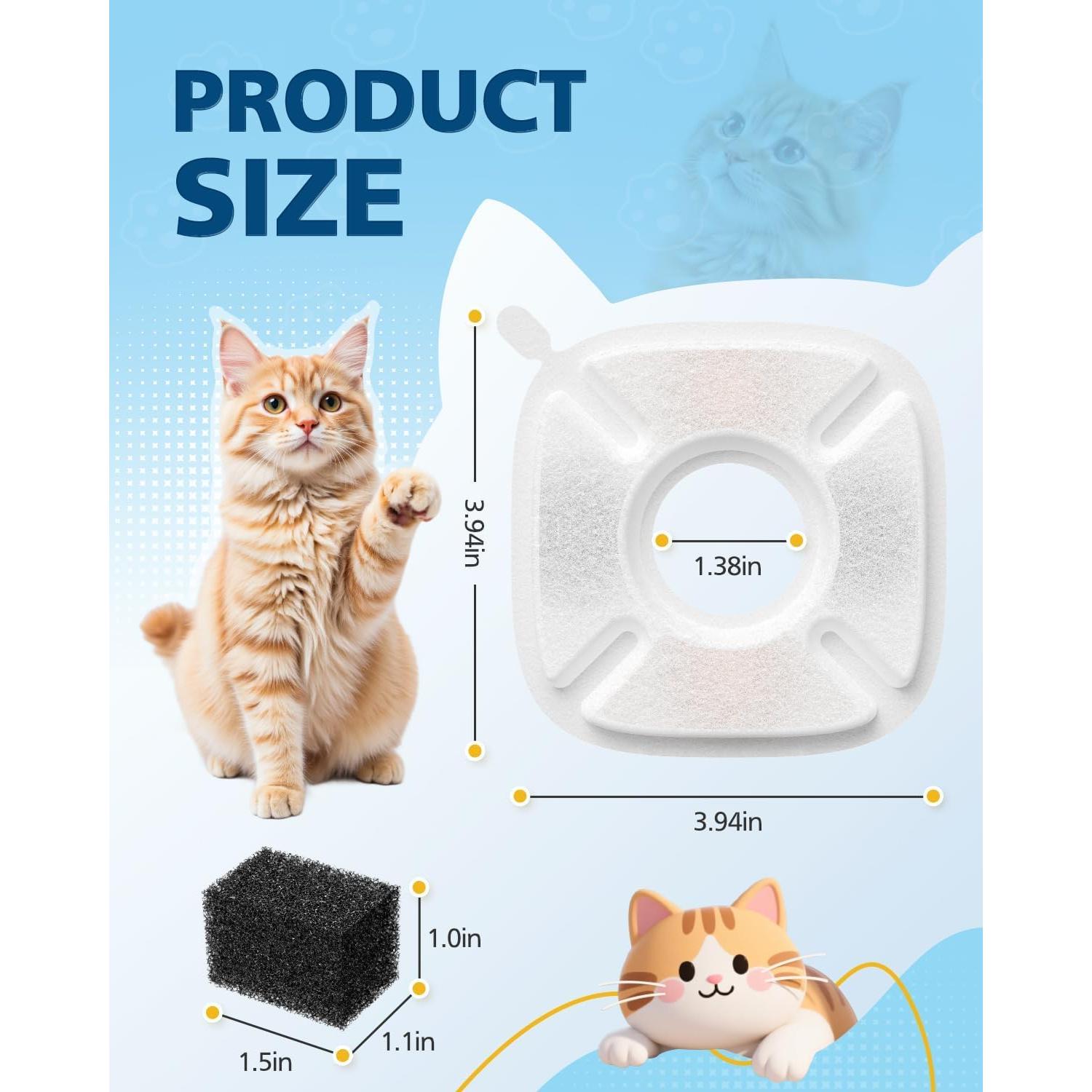 25 Filtros y 25 Esponjas para Fuente de Agua Veken 95oz